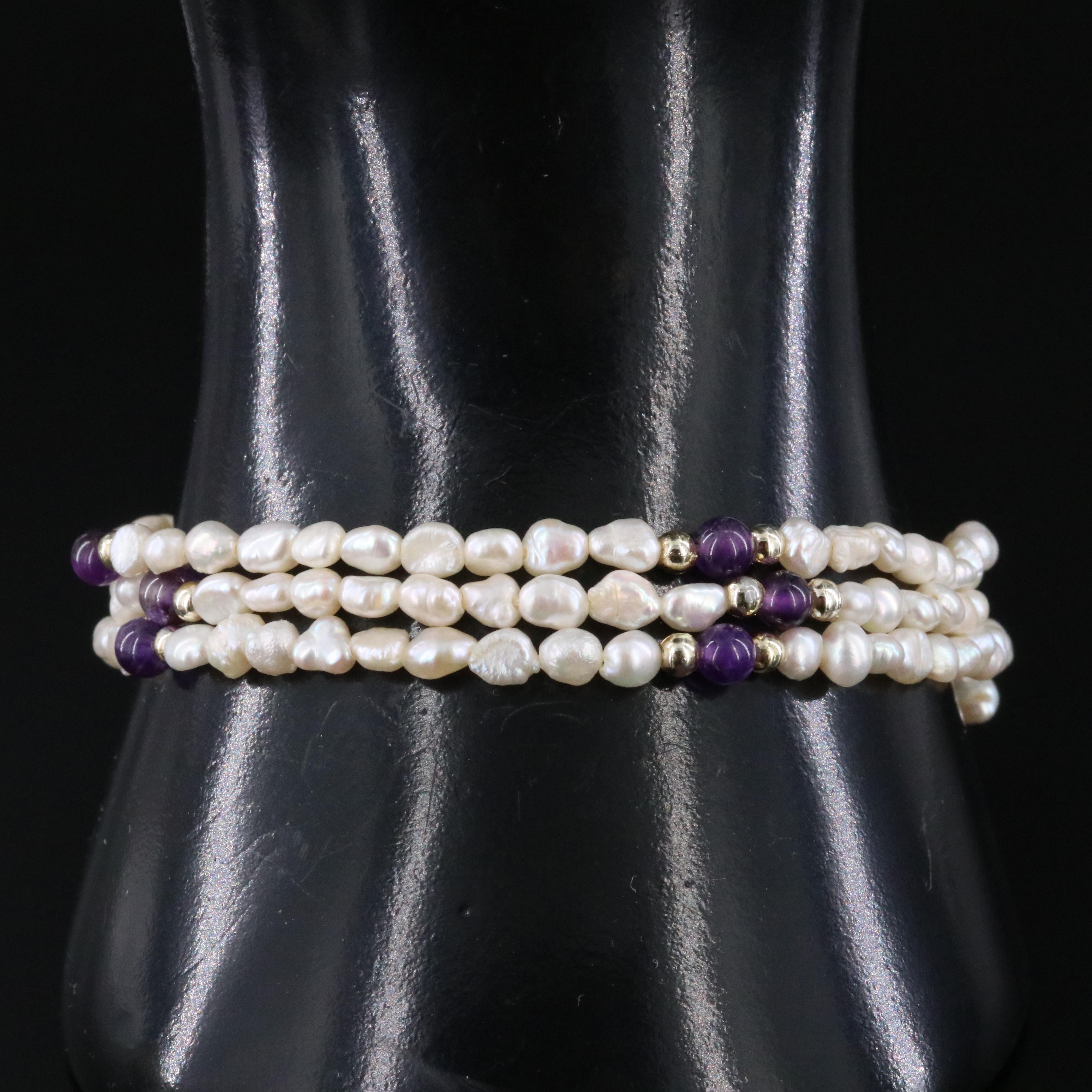 Pearl and Amethyst Bracelet and Necklace Set
