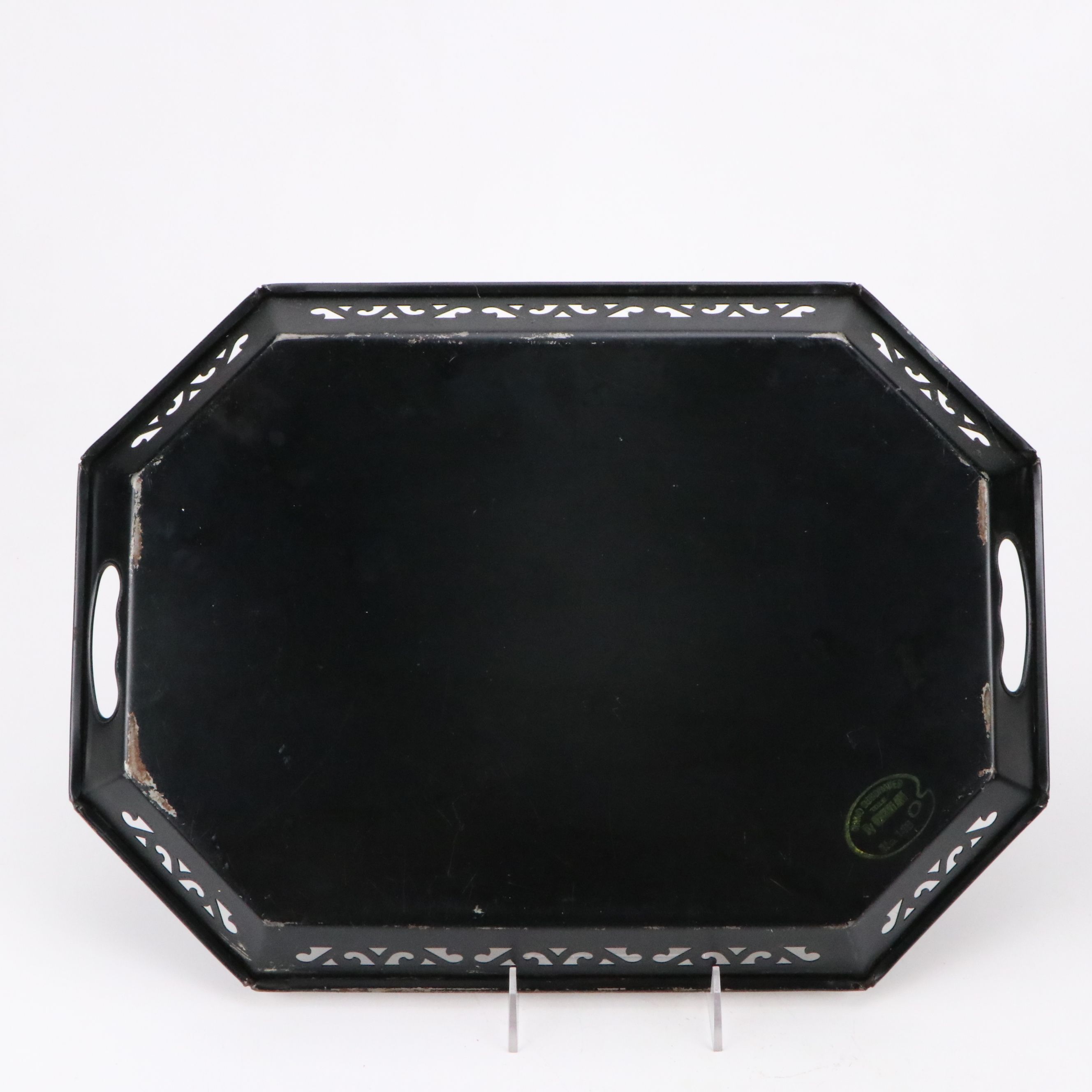 Folk Art Painted Coffee Grinder Hand-Crank Accent Lamp, Pitcher & Toleware Tray