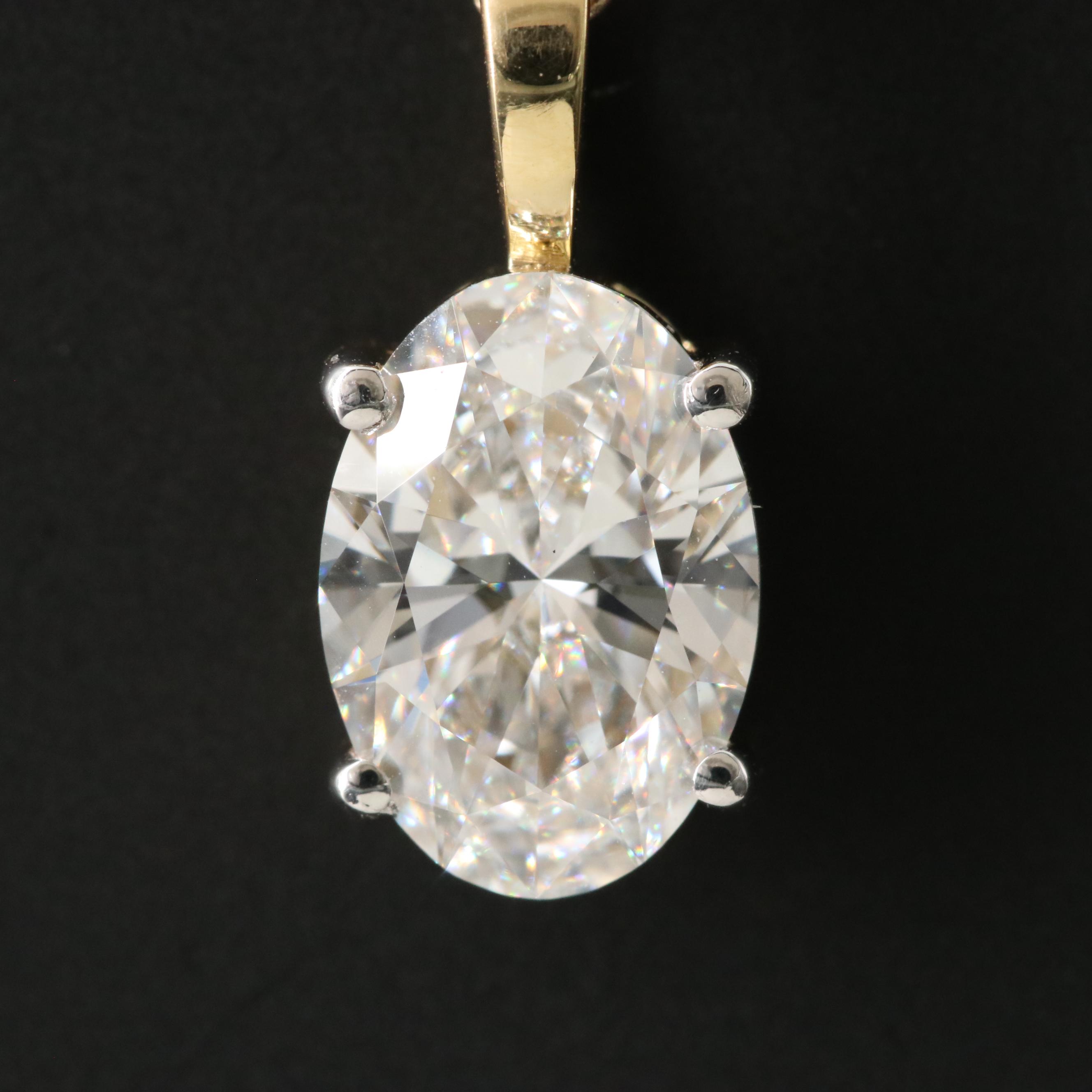 14K 1.45 CT Lab Grown Diamond Solitaire Pendant Necklace with IGI Report