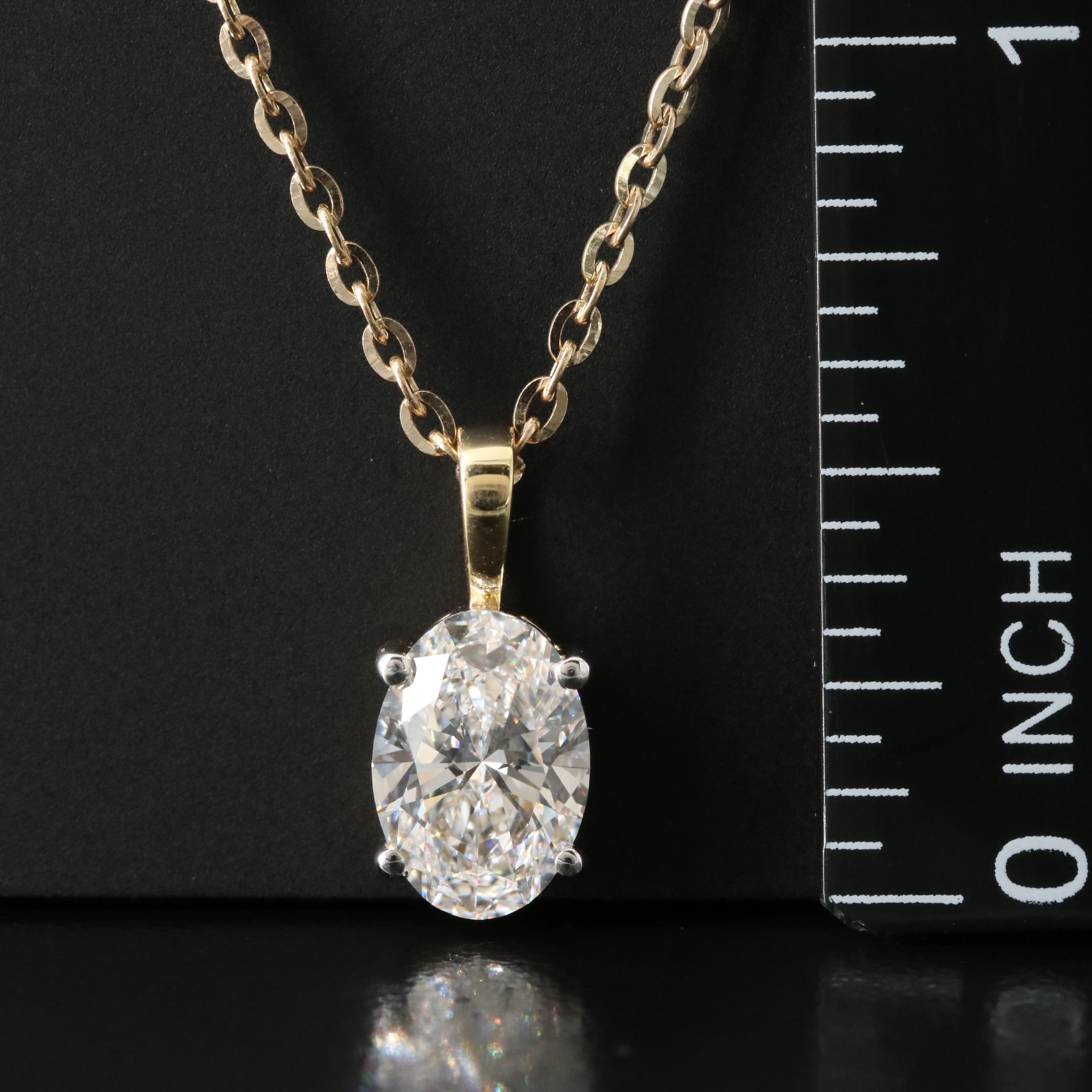 14K 1.45 CT Lab Grown Diamond Solitaire Pendant Necklace with IGI Report
