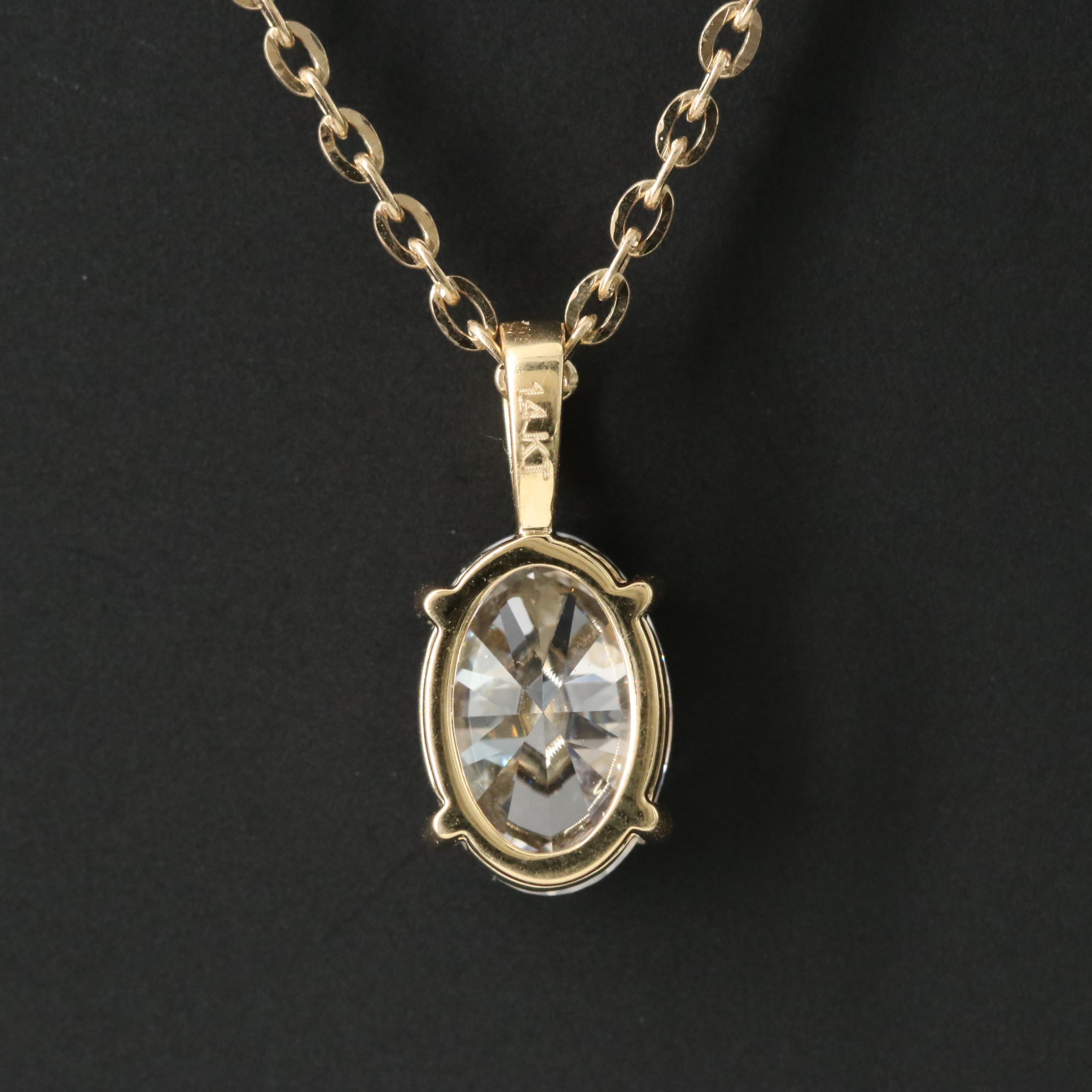 14K 1.45 CT Lab Grown Diamond Solitaire Pendant Necklace with IGI Report