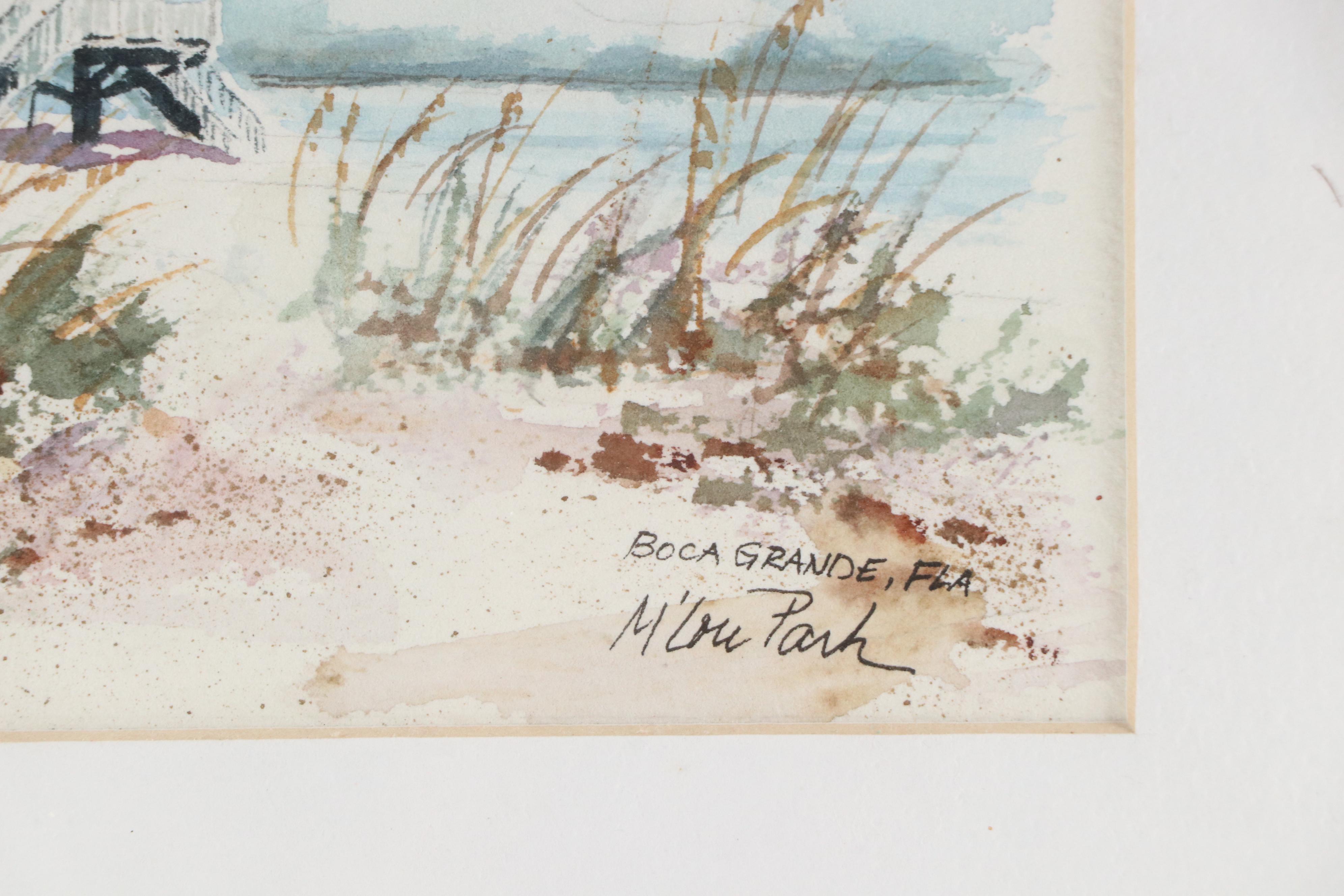 Mary Lou Park Coastal Watercolor "Boca Grande, FLA," 20th Century