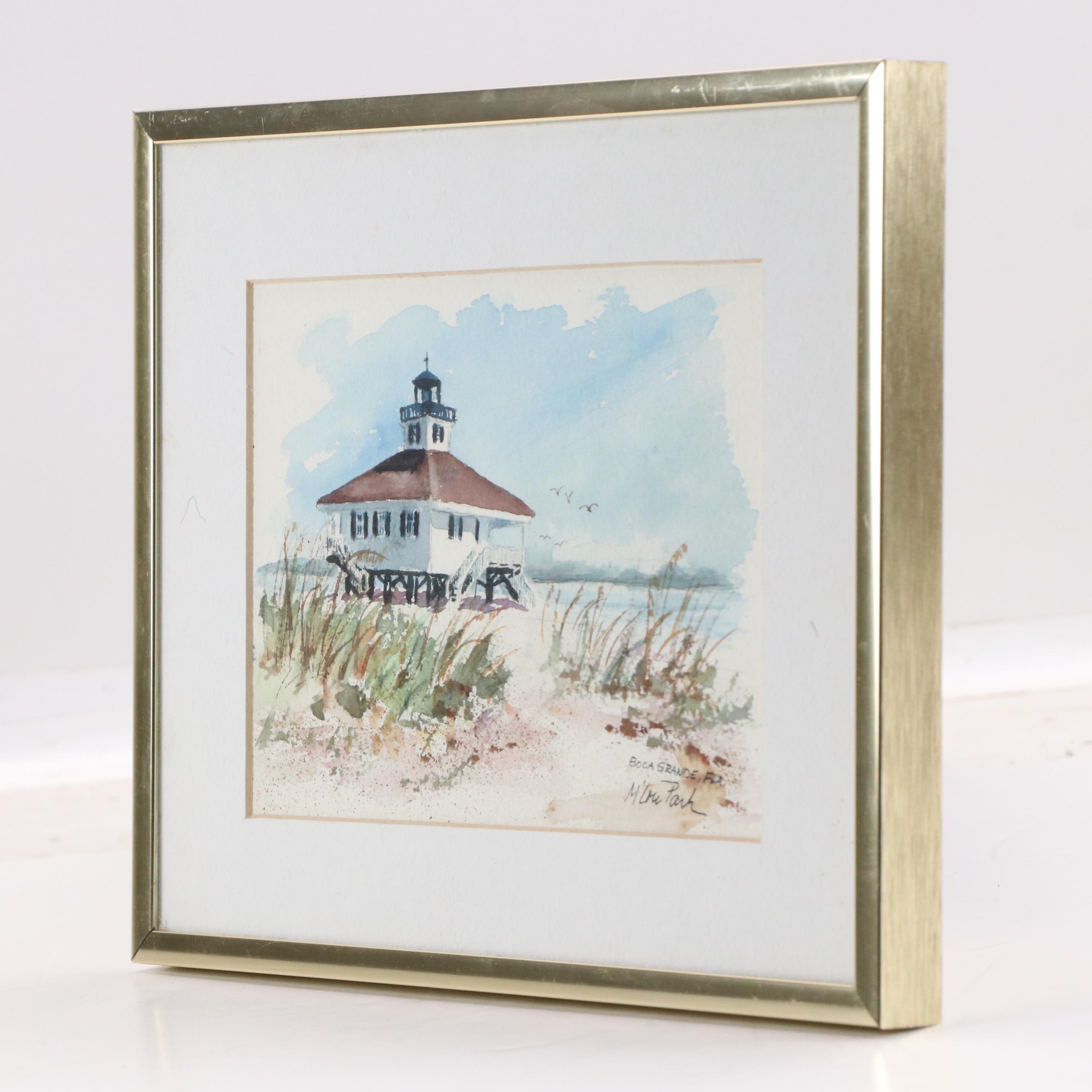 Mary Lou Park Coastal Watercolor "Boca Grande, FLA," 20th Century