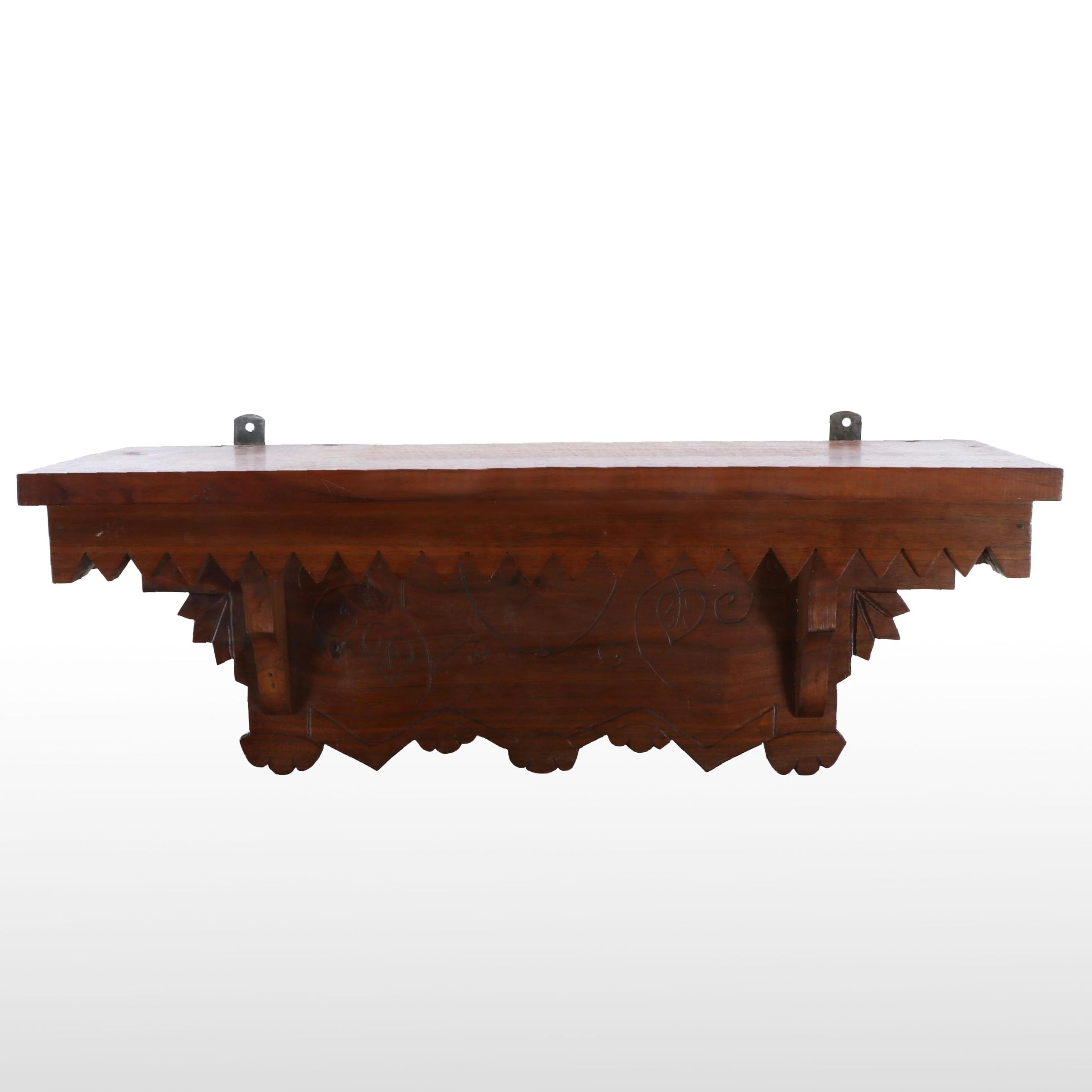 Carved Wooden Wall Shelf
