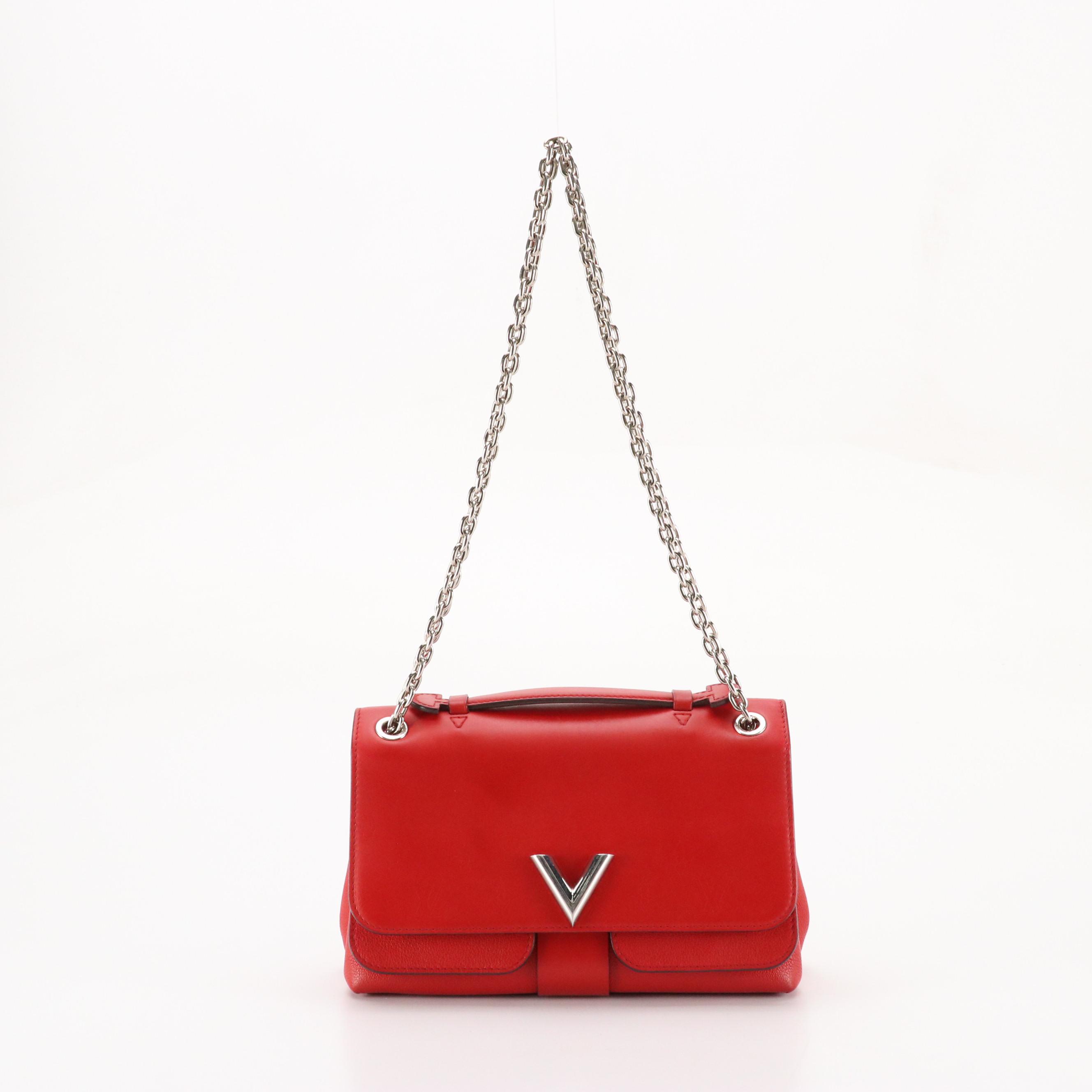 Louis Vuitton Very Chain Two-Way Bag in Red Monogram Plume Ecume Leather