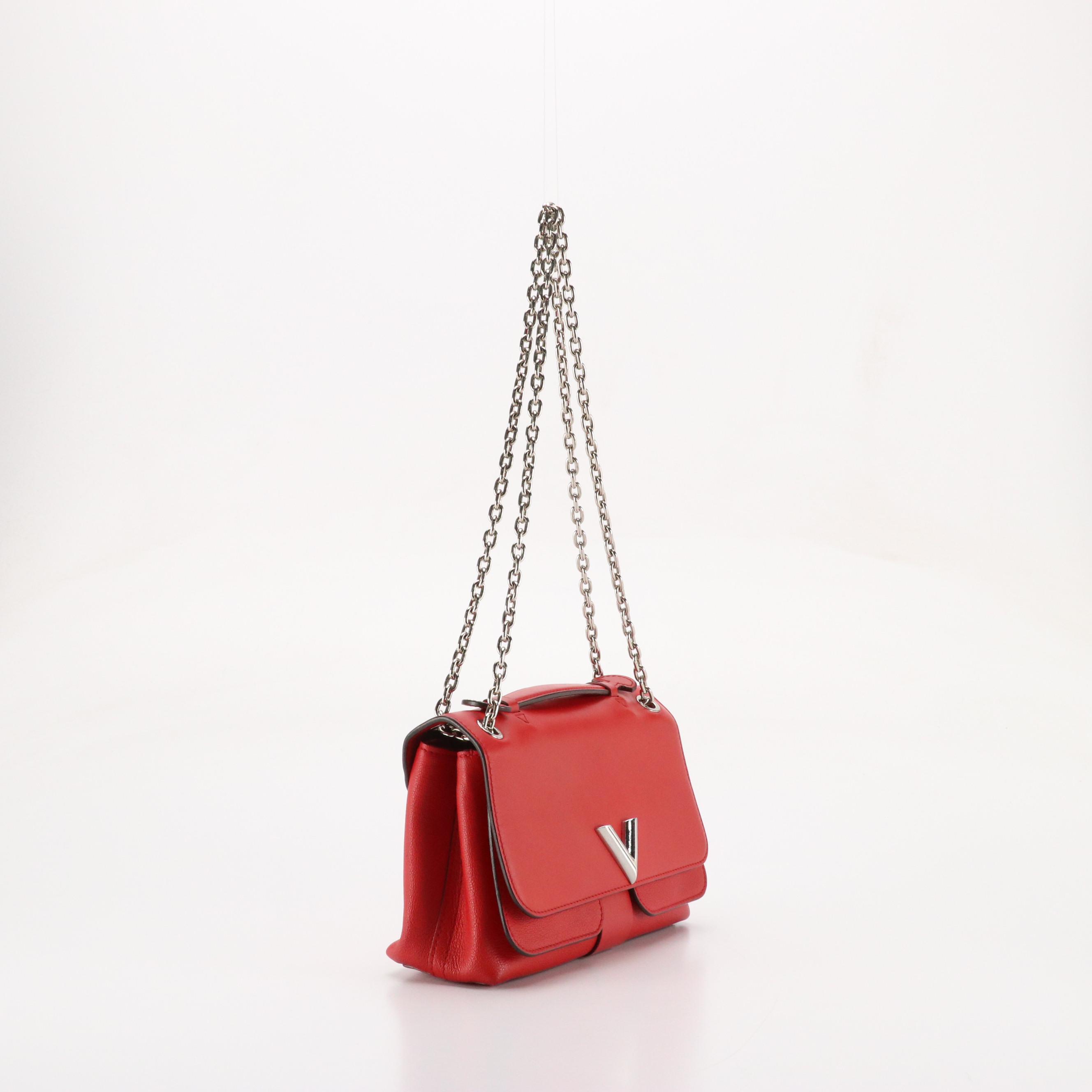 Louis Vuitton Very Chain Two-Way Bag in Red Monogram Plume Ecume Leather