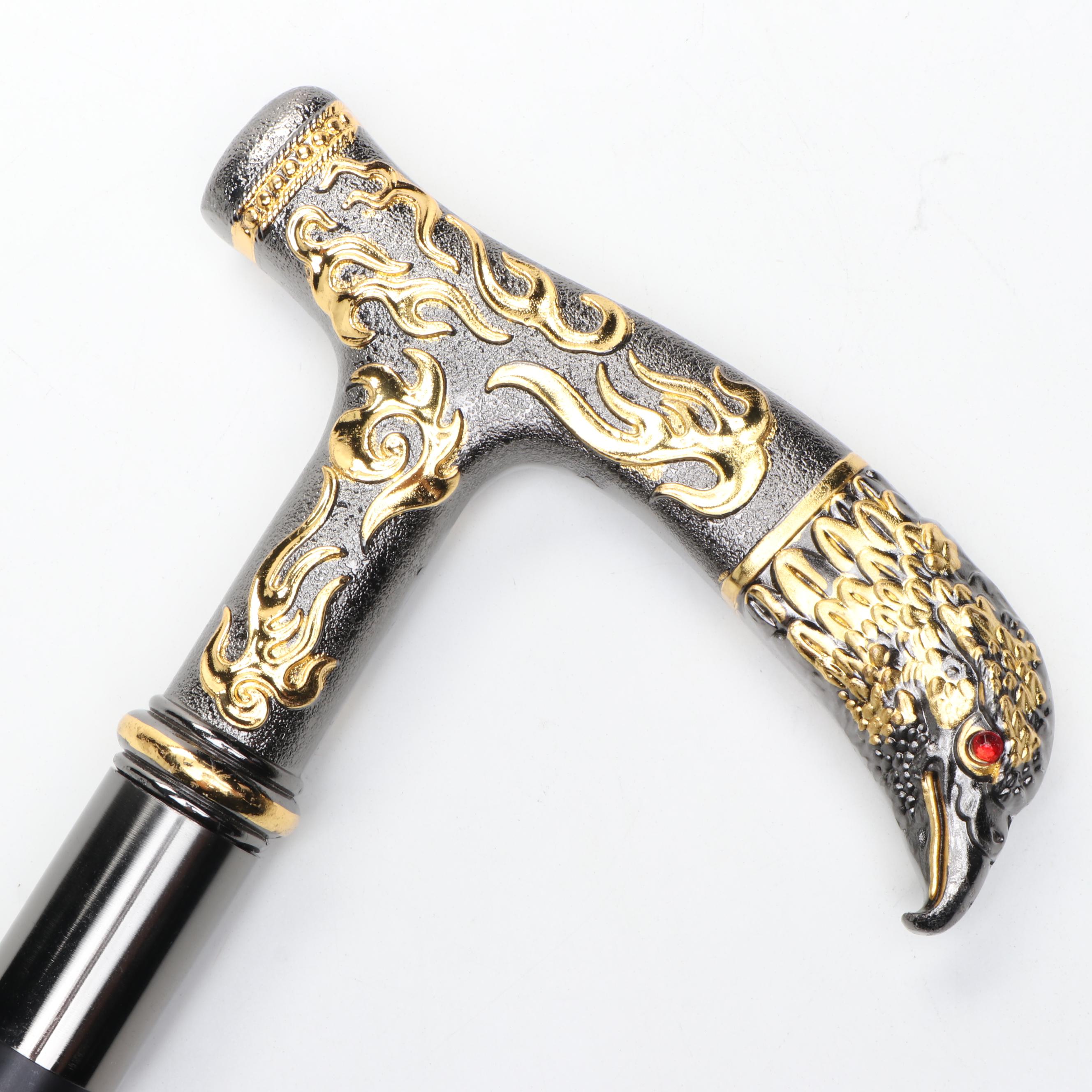 Embossed Eagle Head Derby-Handled Adjustable Sword Cane