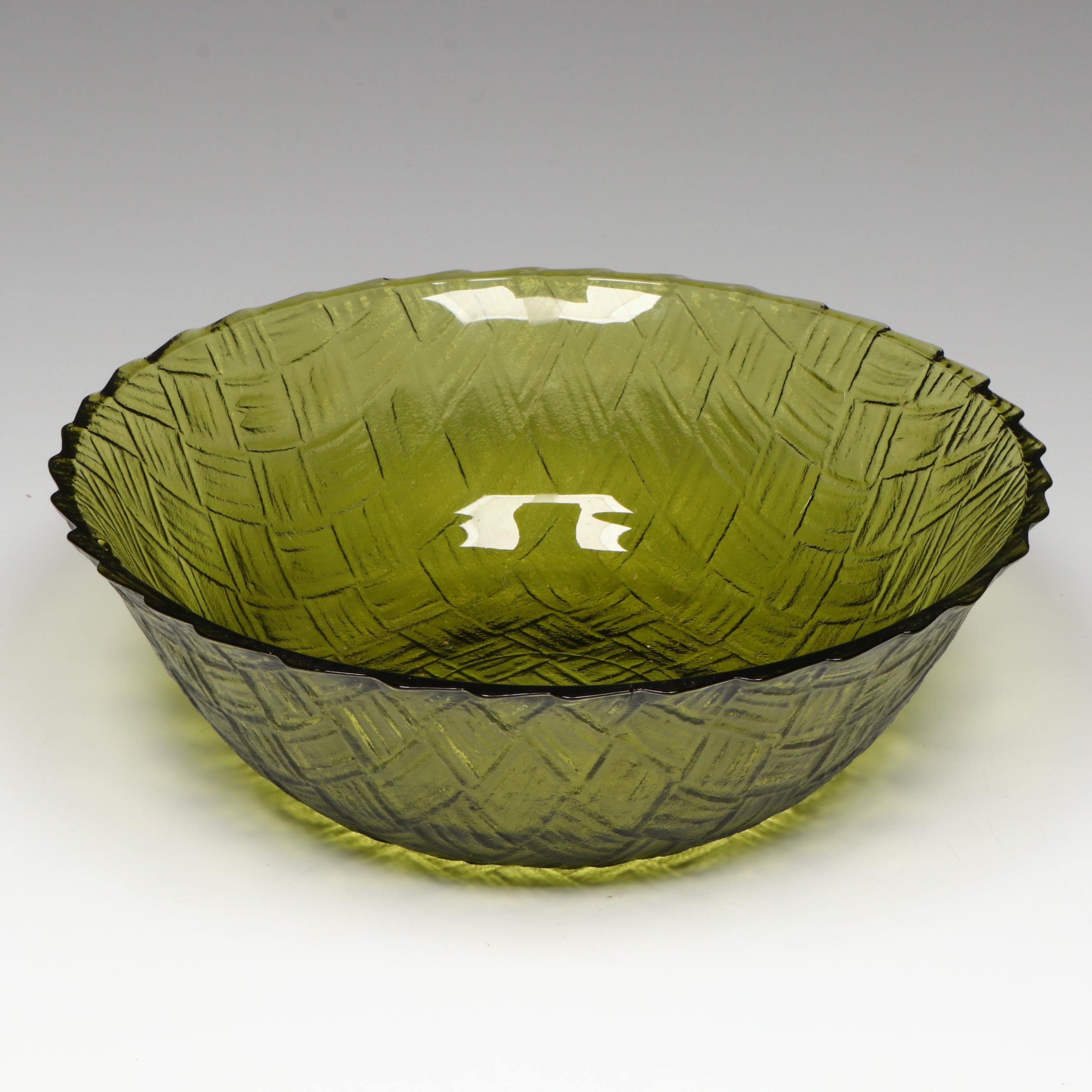 Art Glass Vase with Other Green Glass Bowl