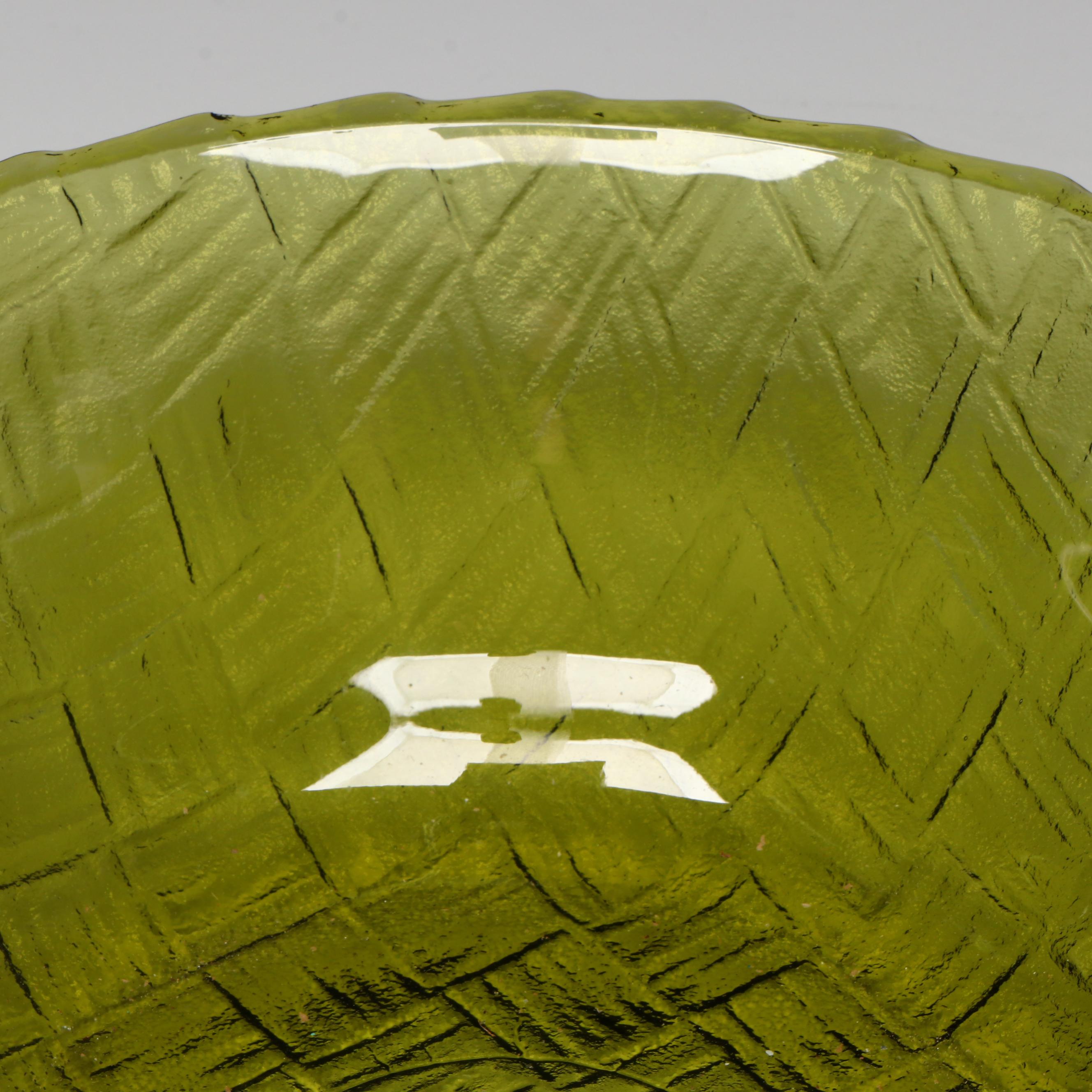 Art Glass Vase with Other Green Glass Bowl