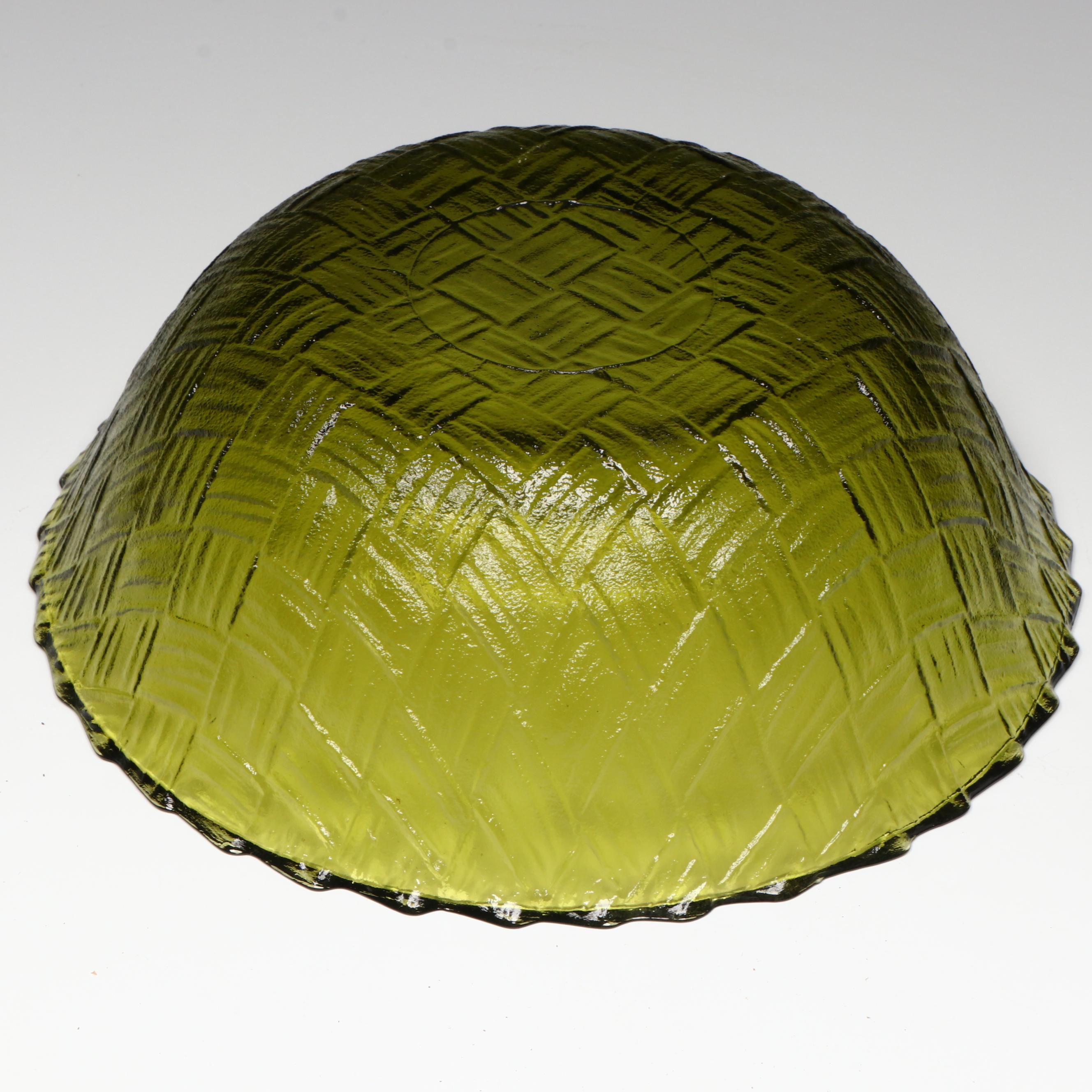 Art Glass Vase with Other Green Glass Bowl