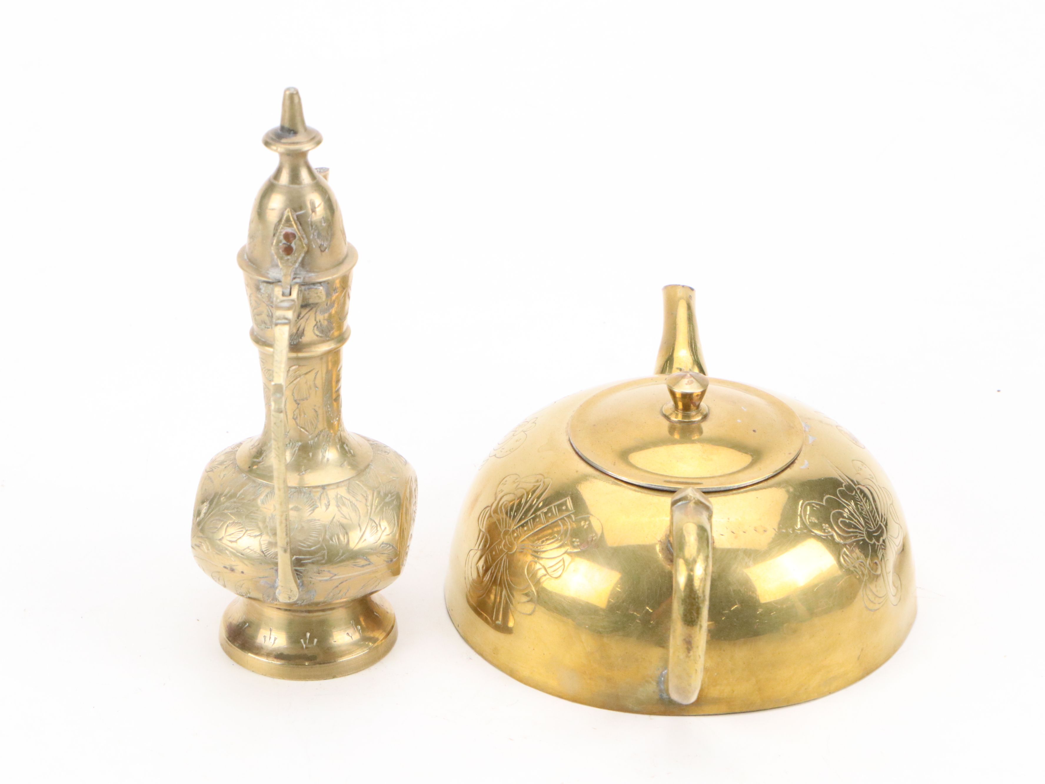 Victorian Style Brass Lamp, Brass Cricket Boxes, Silent Butler and Other Décor