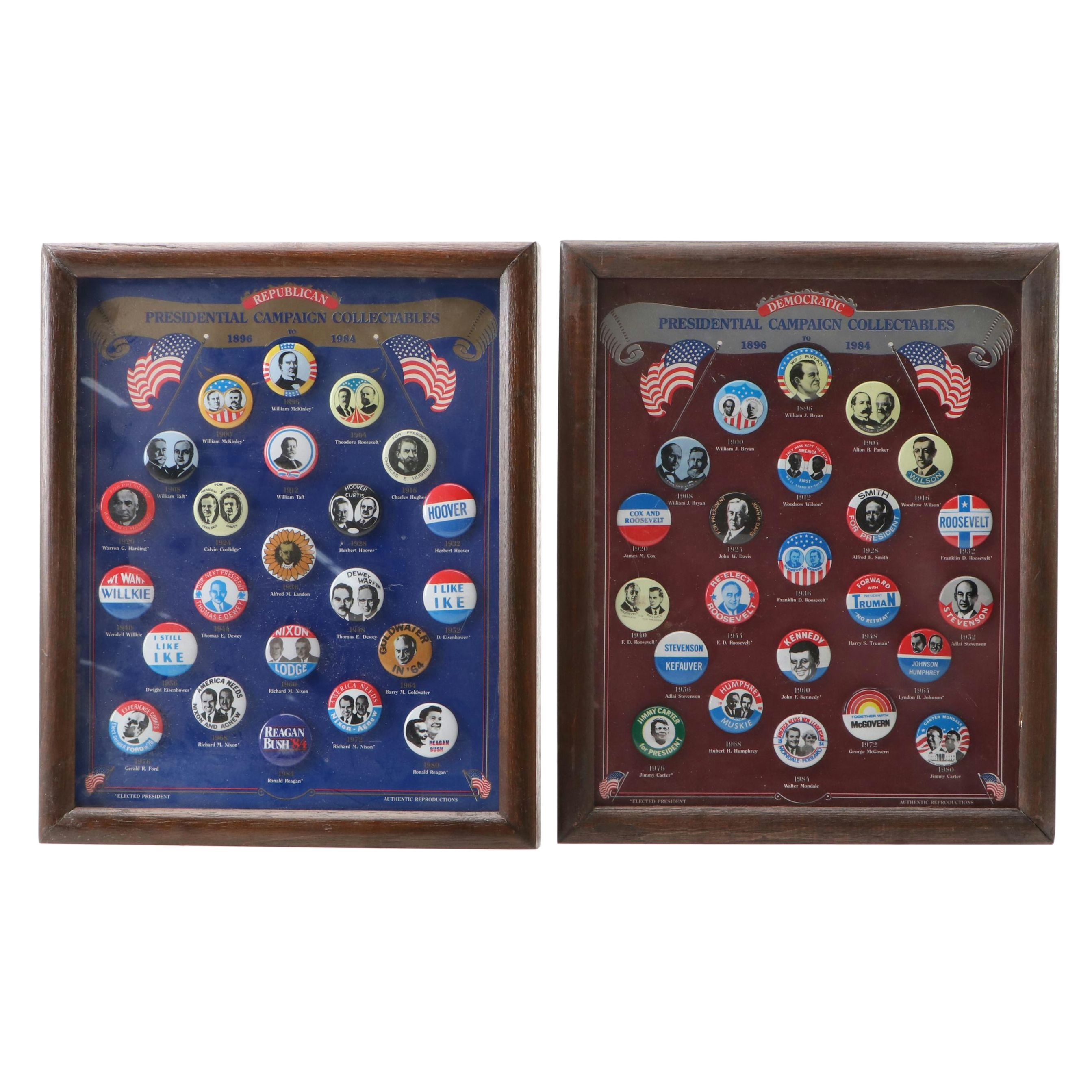 Democratic and Republican Presidential Campaign Collectible Pinbacks, 1984
