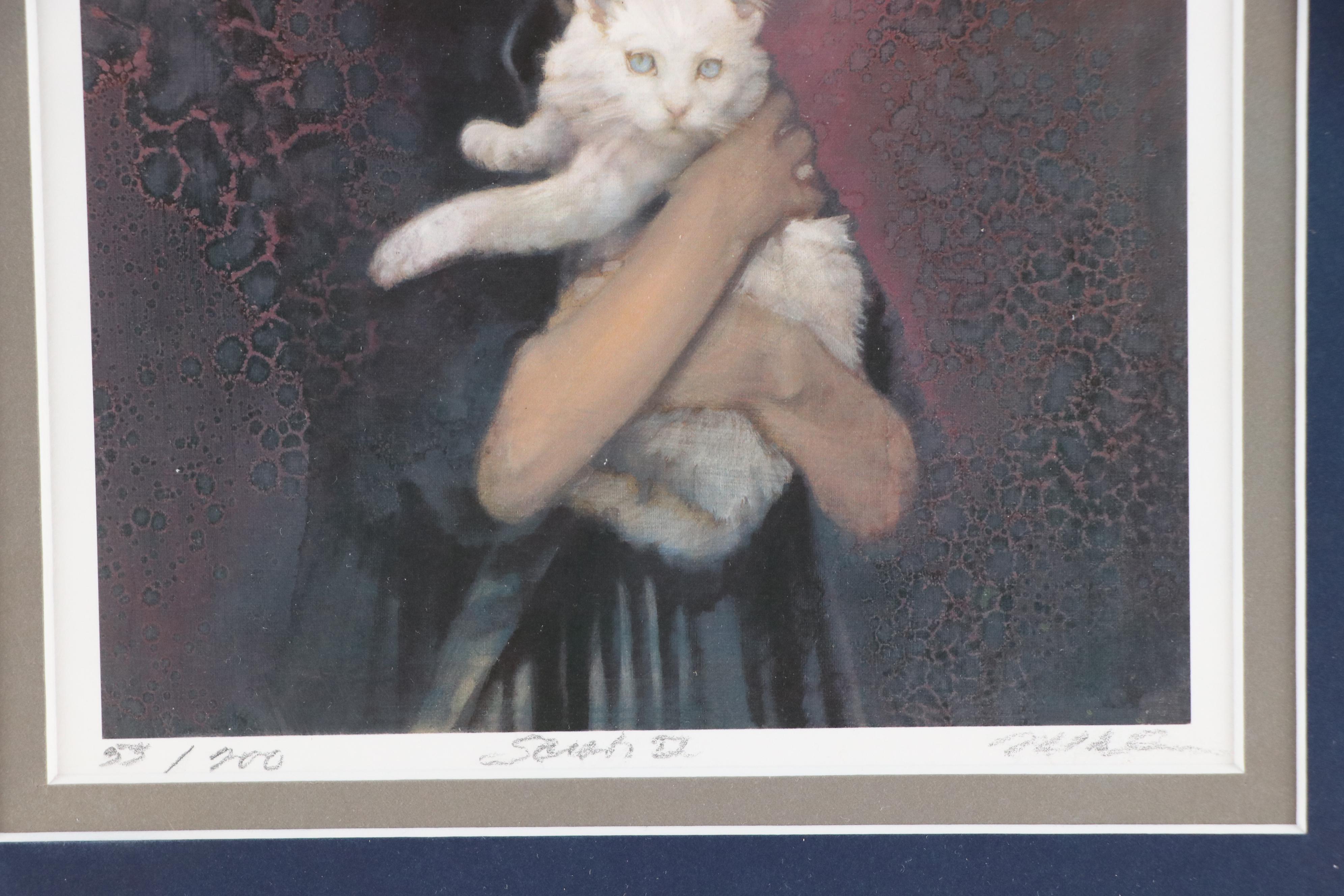 Nancy Noël Giclée of Girl with Kitten "Sarah II," 21st Century
