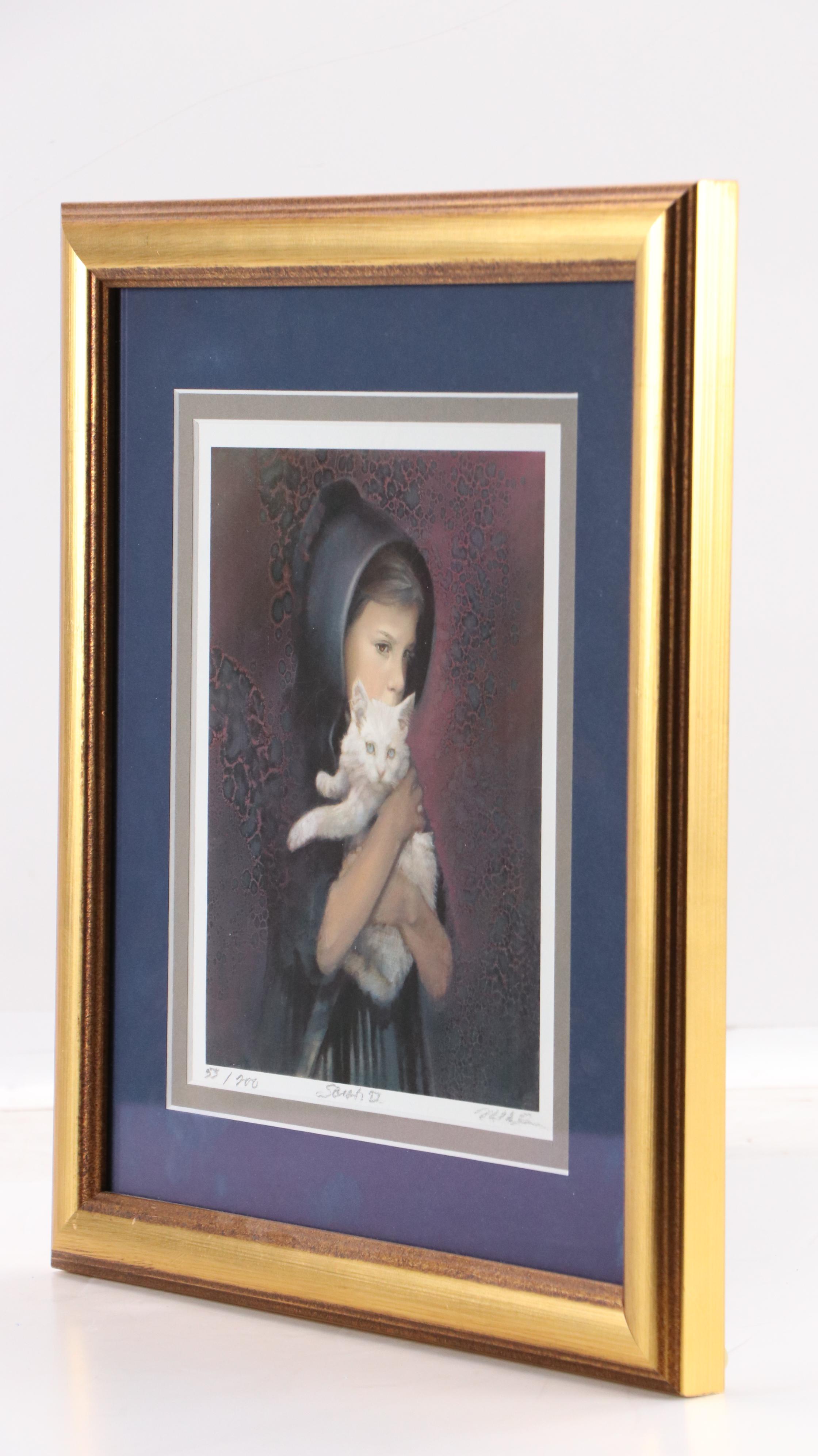 Nancy Noël Giclée of Girl with Kitten "Sarah II," 21st Century
