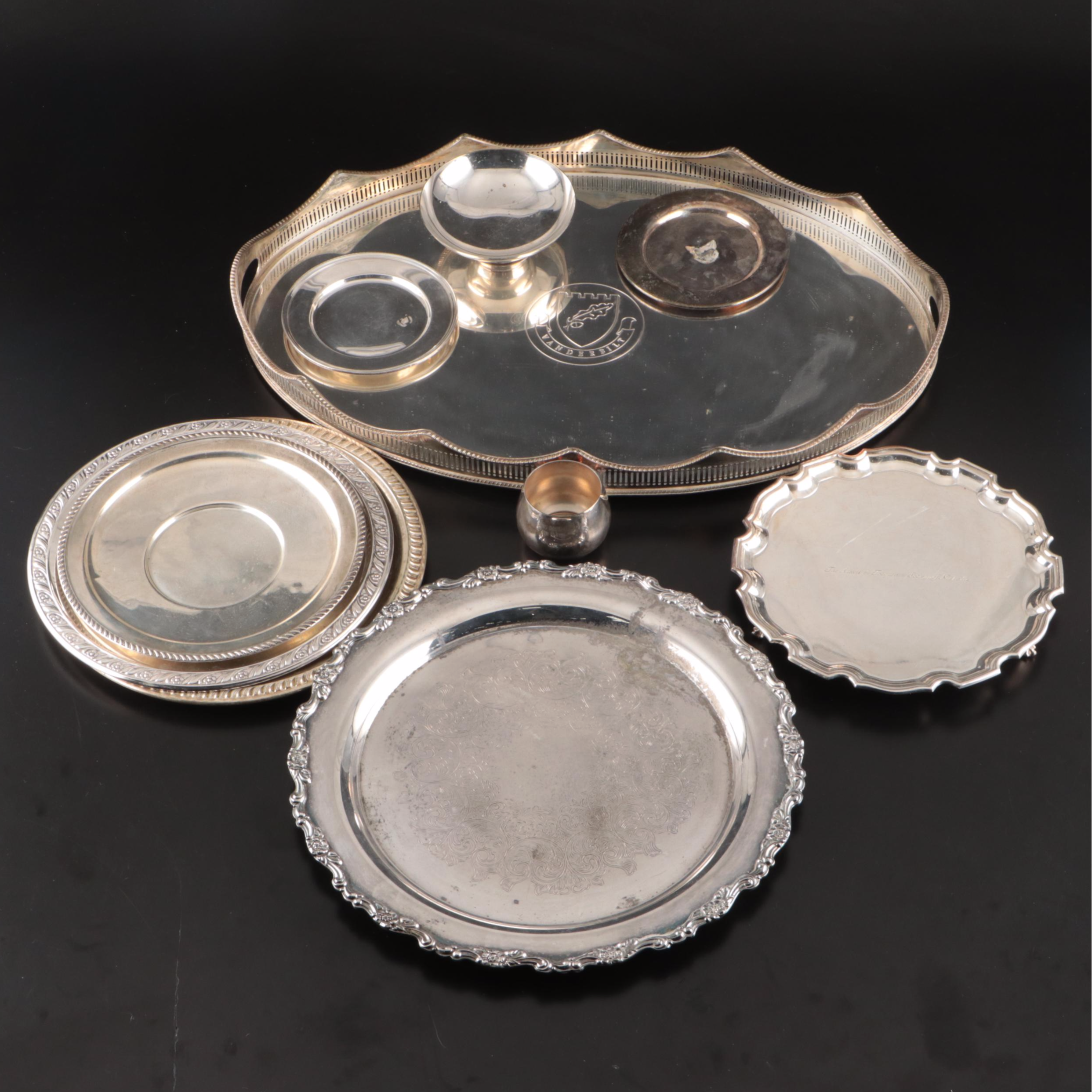 Wallace Sterling Plate, Sheridan Silver Plate Tray, and More Serveware