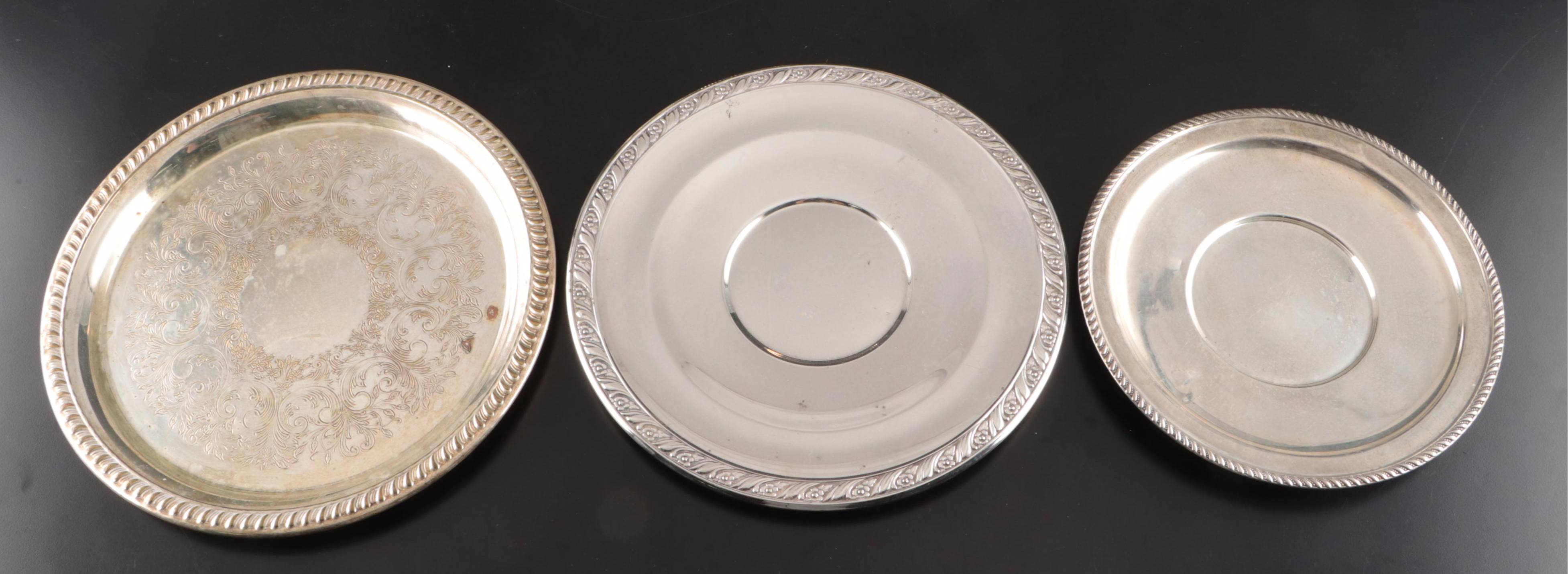 Wallace Sterling Plate, Sheridan Silver Plate Tray, and More Serveware