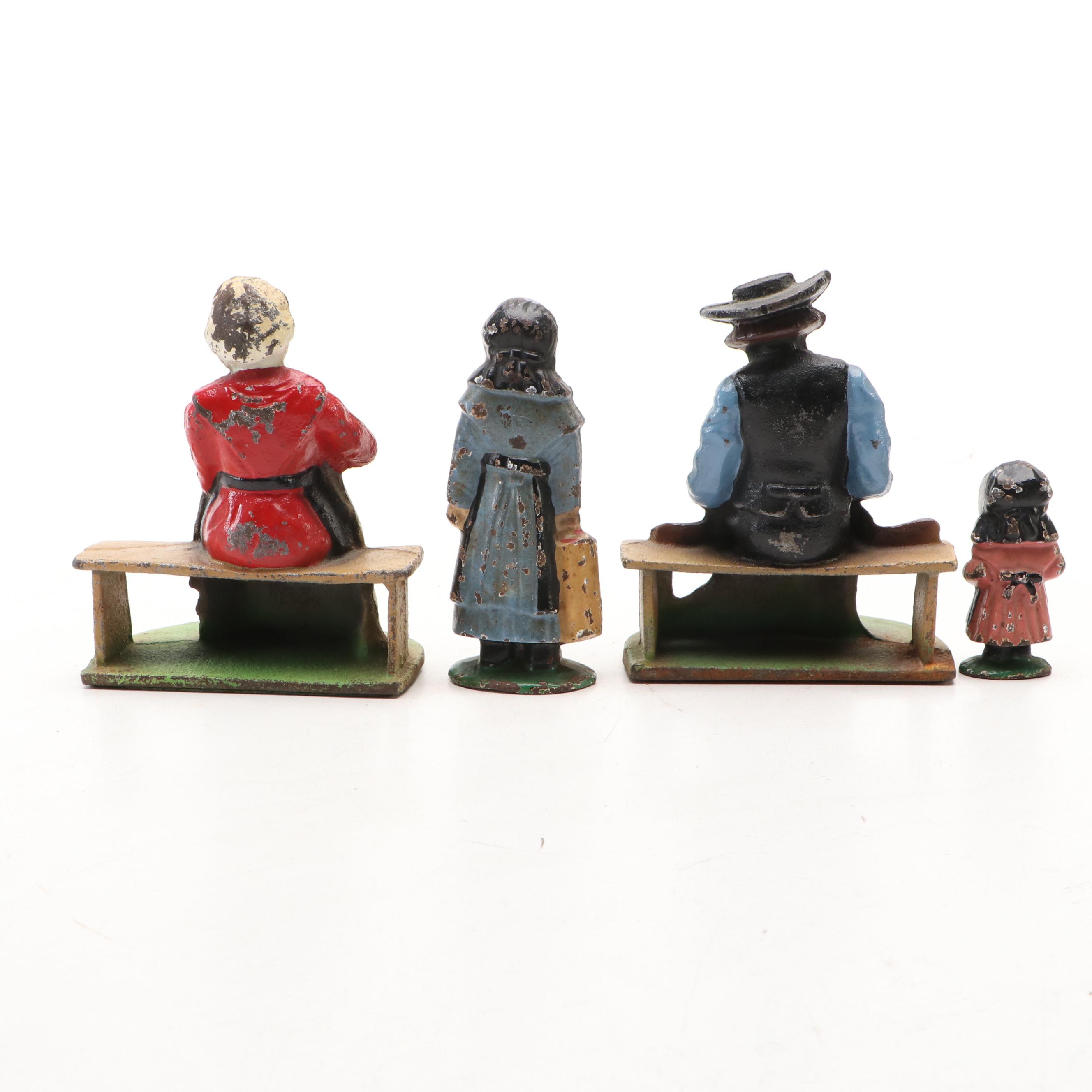 Wilton Amish Cast Iron Bookends with Other Figurines, 20th Century