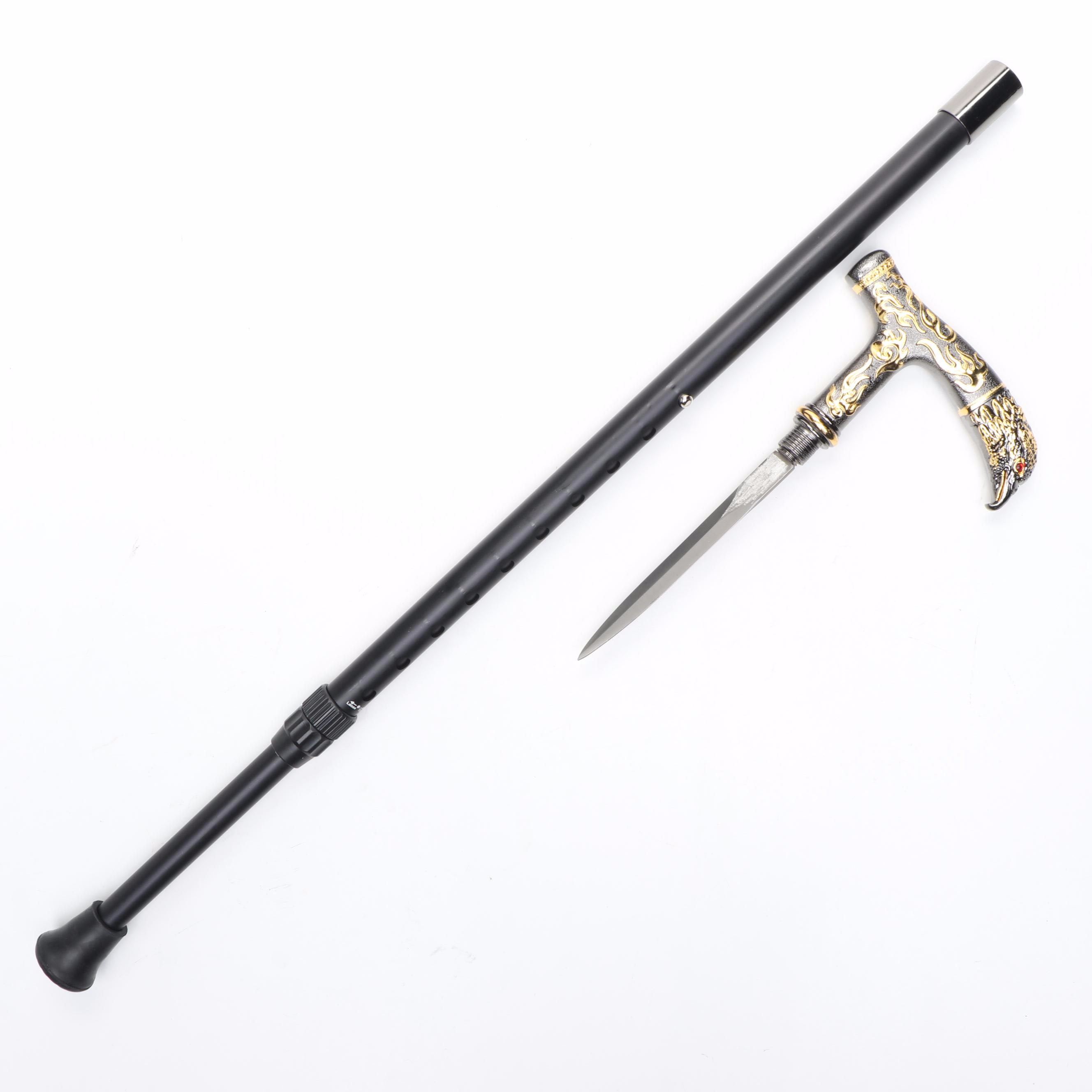 Embossed Eagle Head Derby-Handled Adjustable Sword Cane