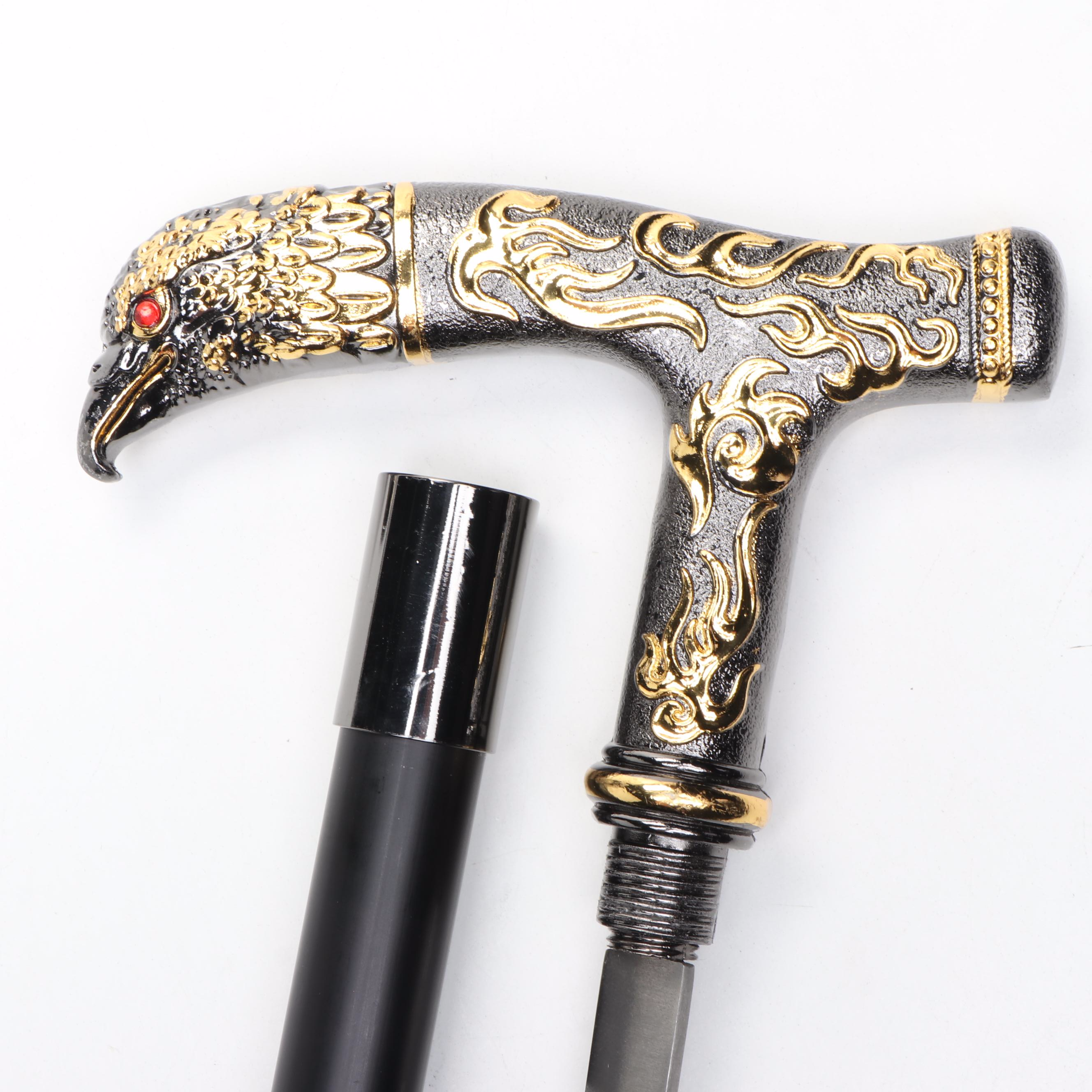 Embossed Eagle Head Derby-Handled Adjustable Sword Cane