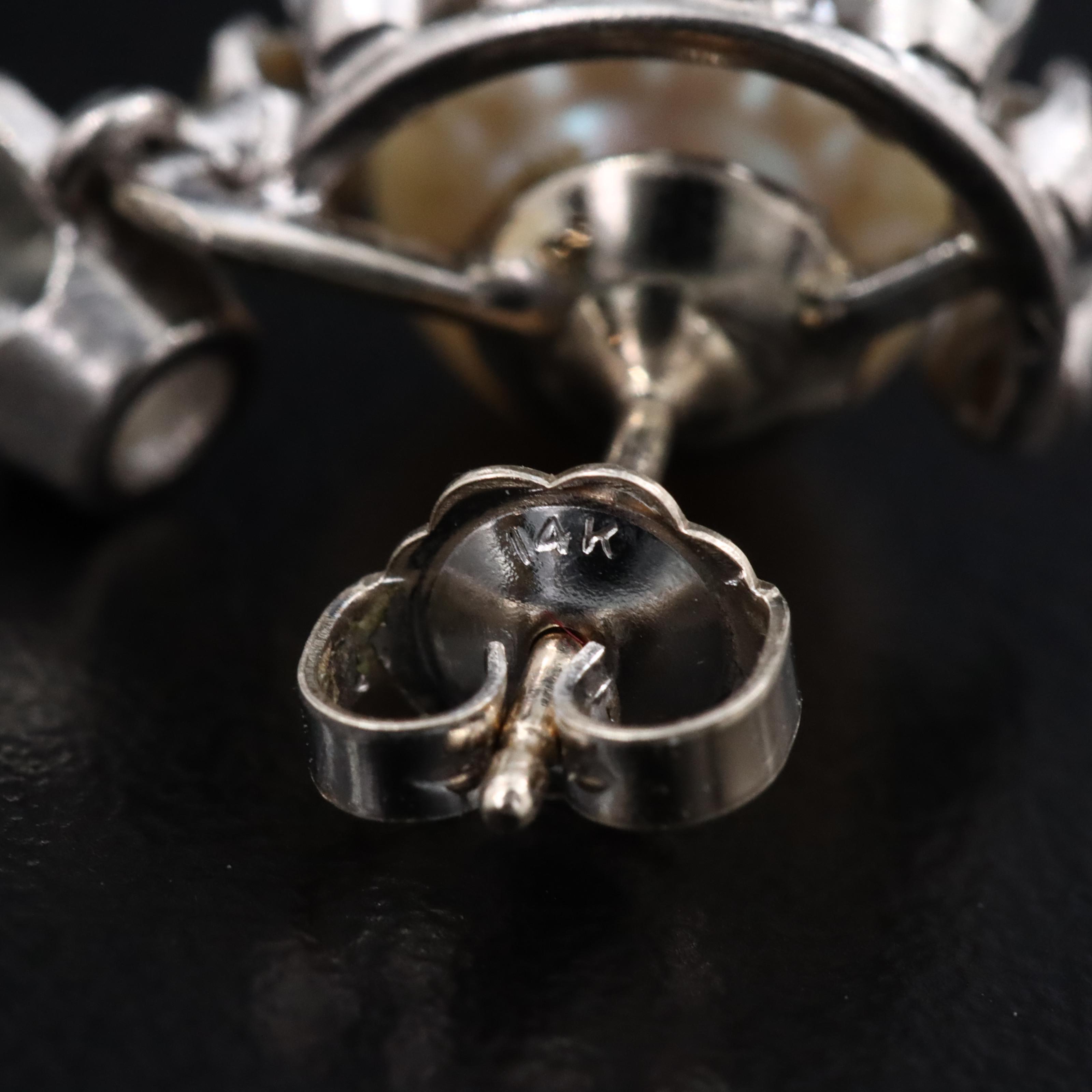 Palladium Pearl and 1.00 CTW Diamond Earrings