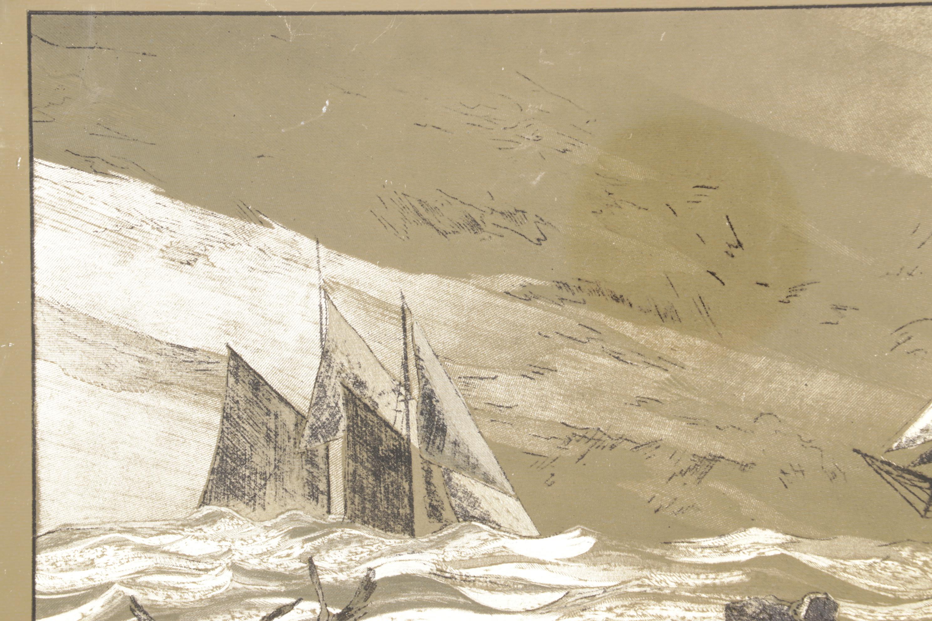 Gold Foil Etching After Lionel Barrymore "Nantucket", Late 20th Century
