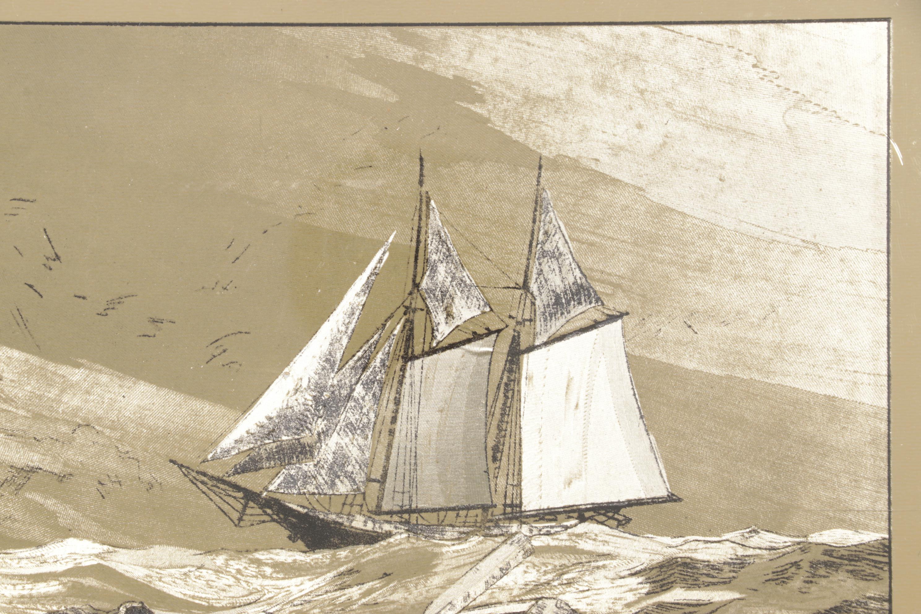 Gold Foil Etching After Lionel Barrymore "Nantucket", Late 20th Century