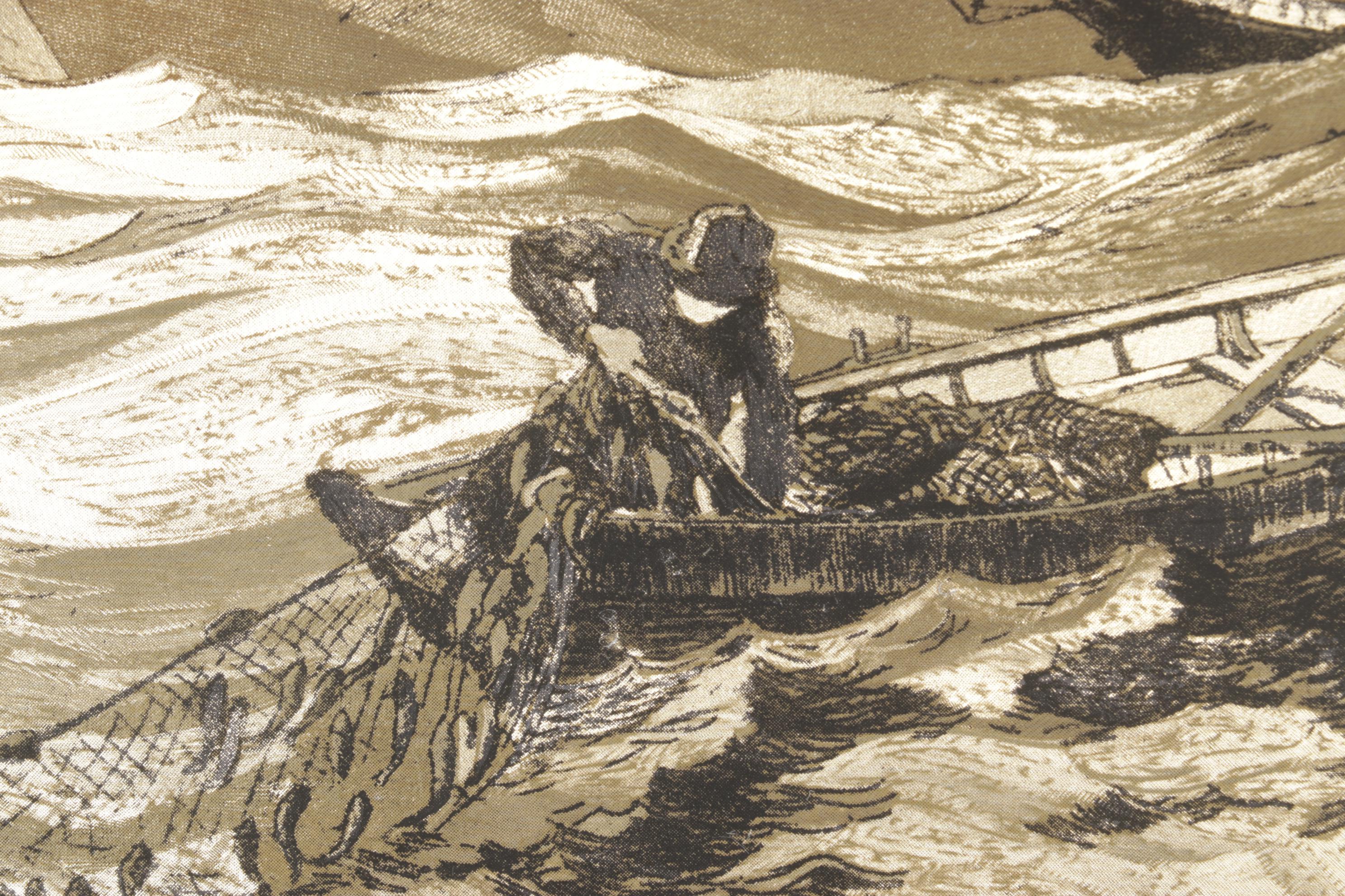 Gold Foil Etching After Lionel Barrymore "Nantucket", Late 20th Century