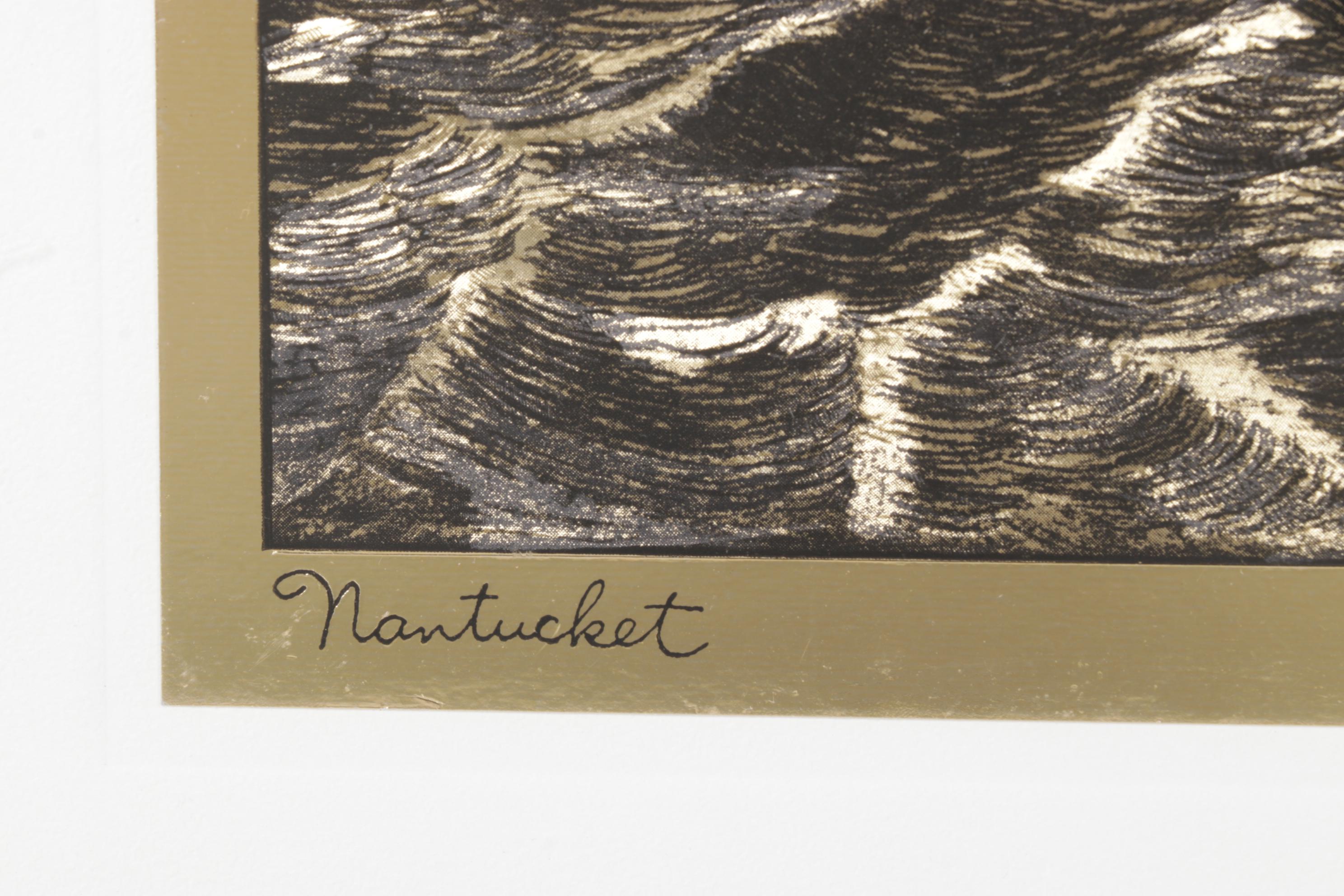 Gold Foil Etching After Lionel Barrymore "Nantucket", Late 20th Century