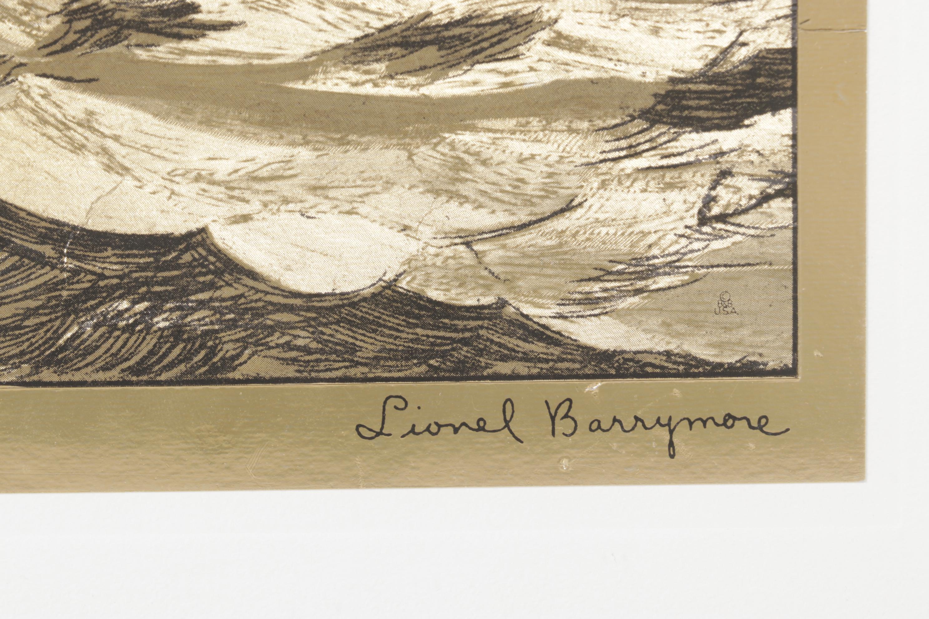 Gold Foil Etching After Lionel Barrymore "Nantucket", Late 20th Century