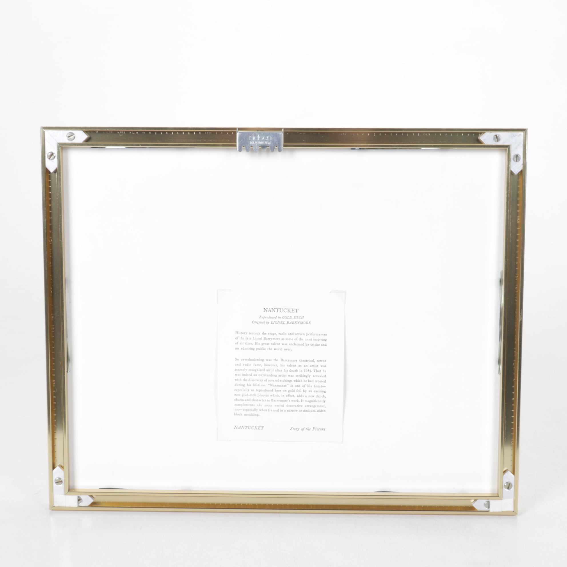 Gold Foil Etching After Lionel Barrymore "Nantucket", Late 20th Century