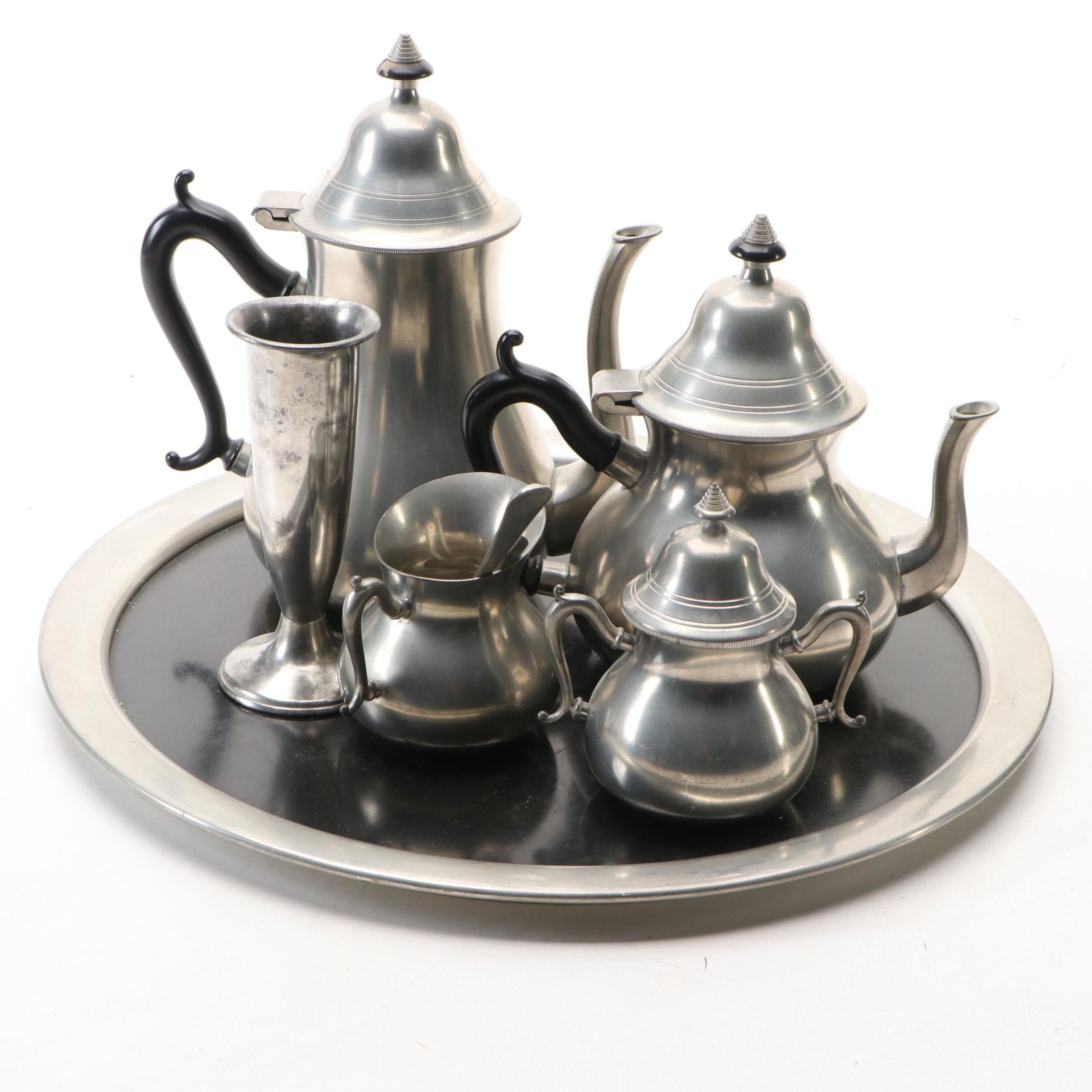 Royal Holland Pewter Tea and Coffee Set with Vase