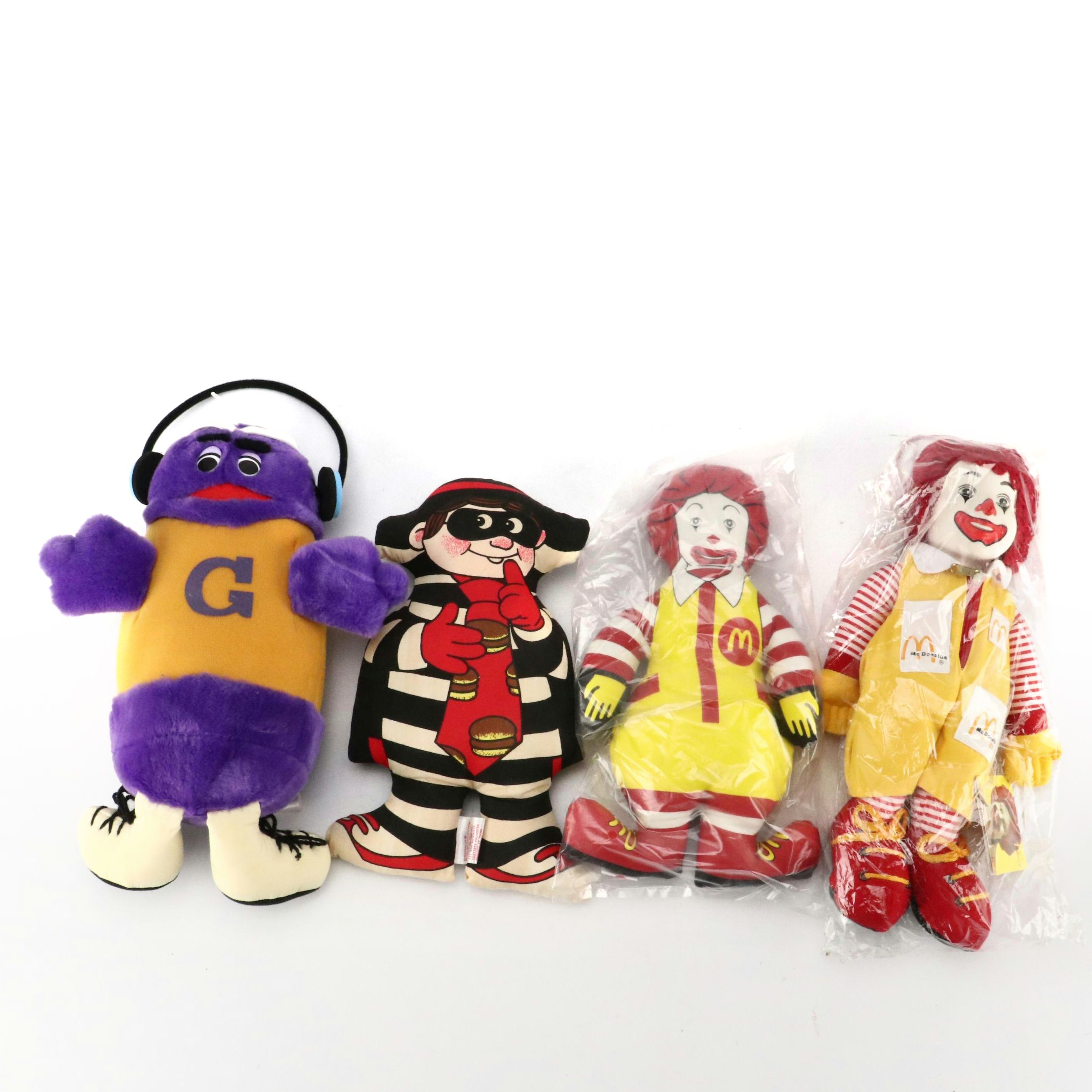 McDonald's Ronald McDonald, Grimace and Hamburglar Stuffed Toys, 1980s