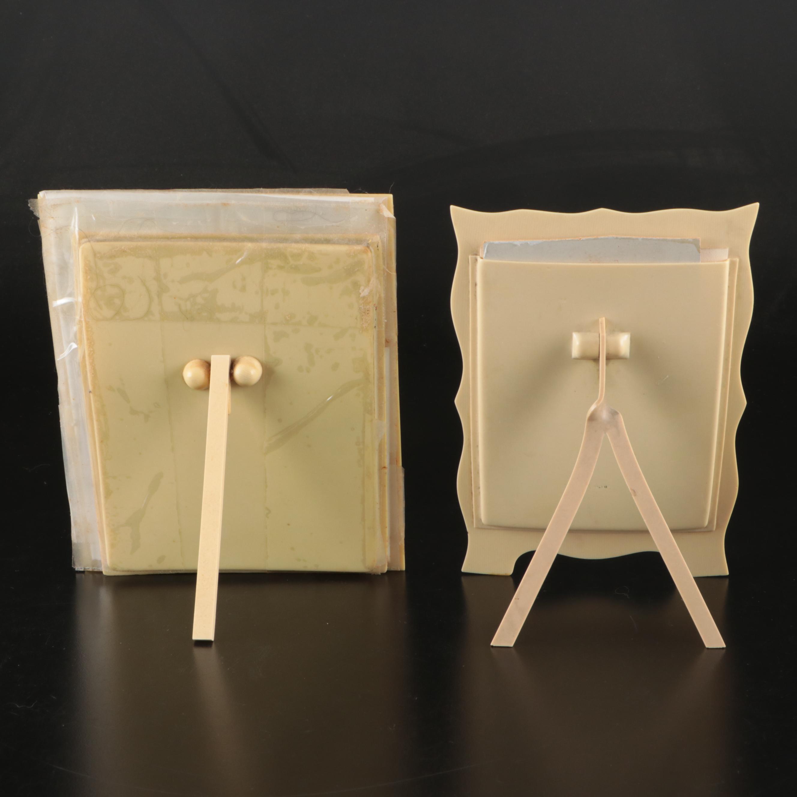 Photographs of Men and Women in Celluloid Frames with Dish