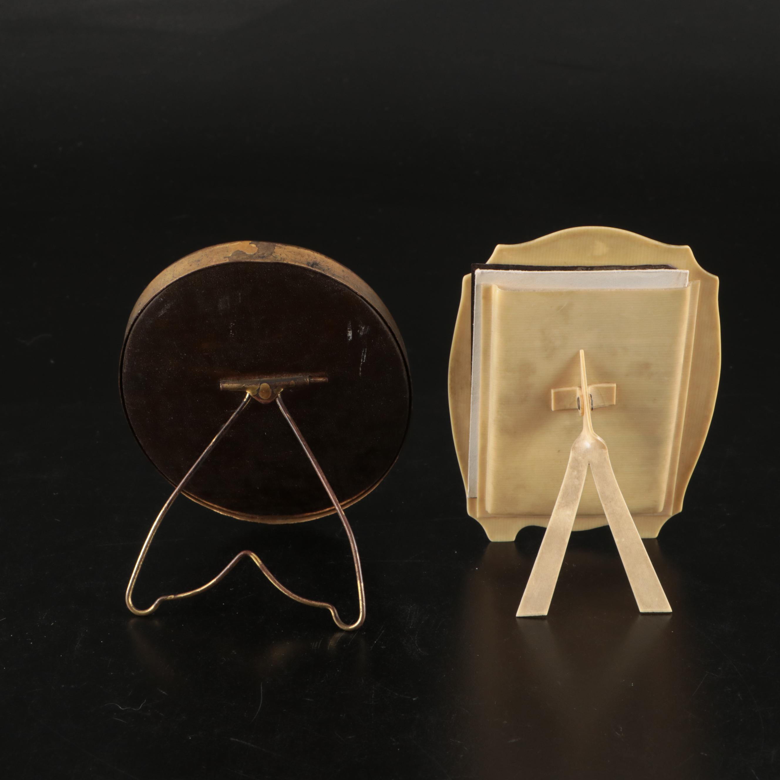 Photographs of Men and Women in Celluloid Frames with Dish