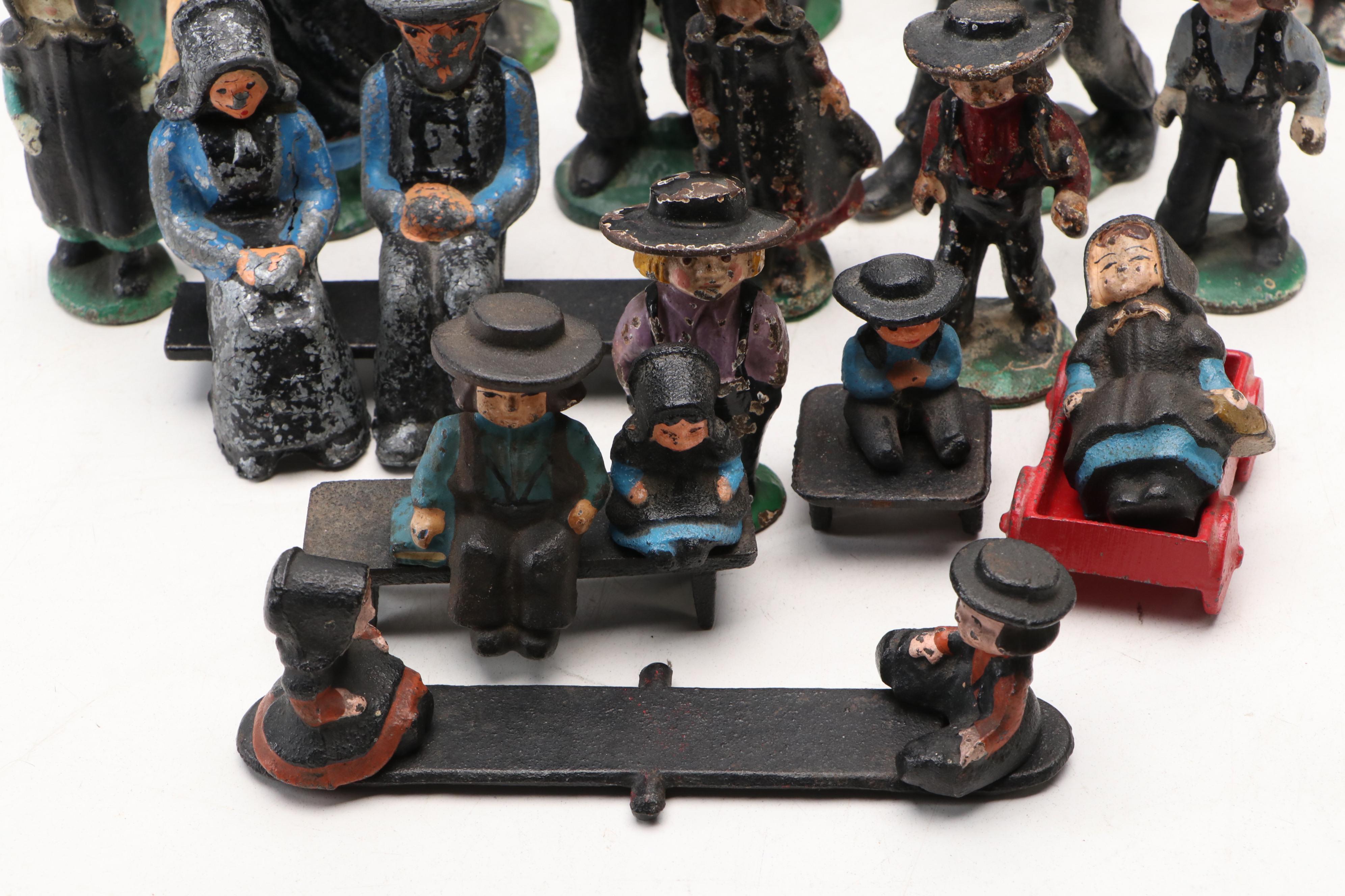 Wilton and Other Cast Iron Amish Figurines, 20th Century