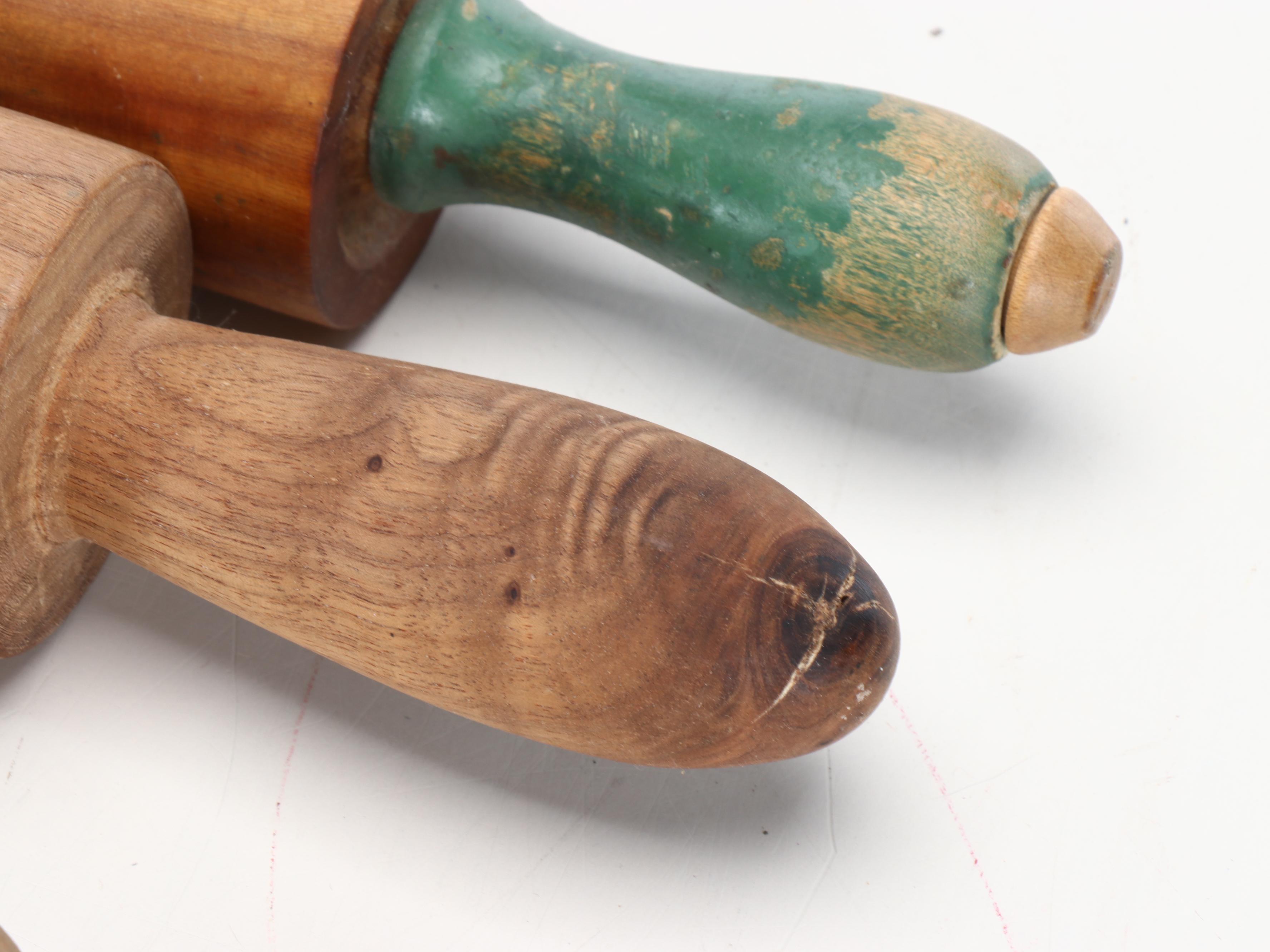 Vintage Wooden Rolling Pins with Other Kitchen Utensils