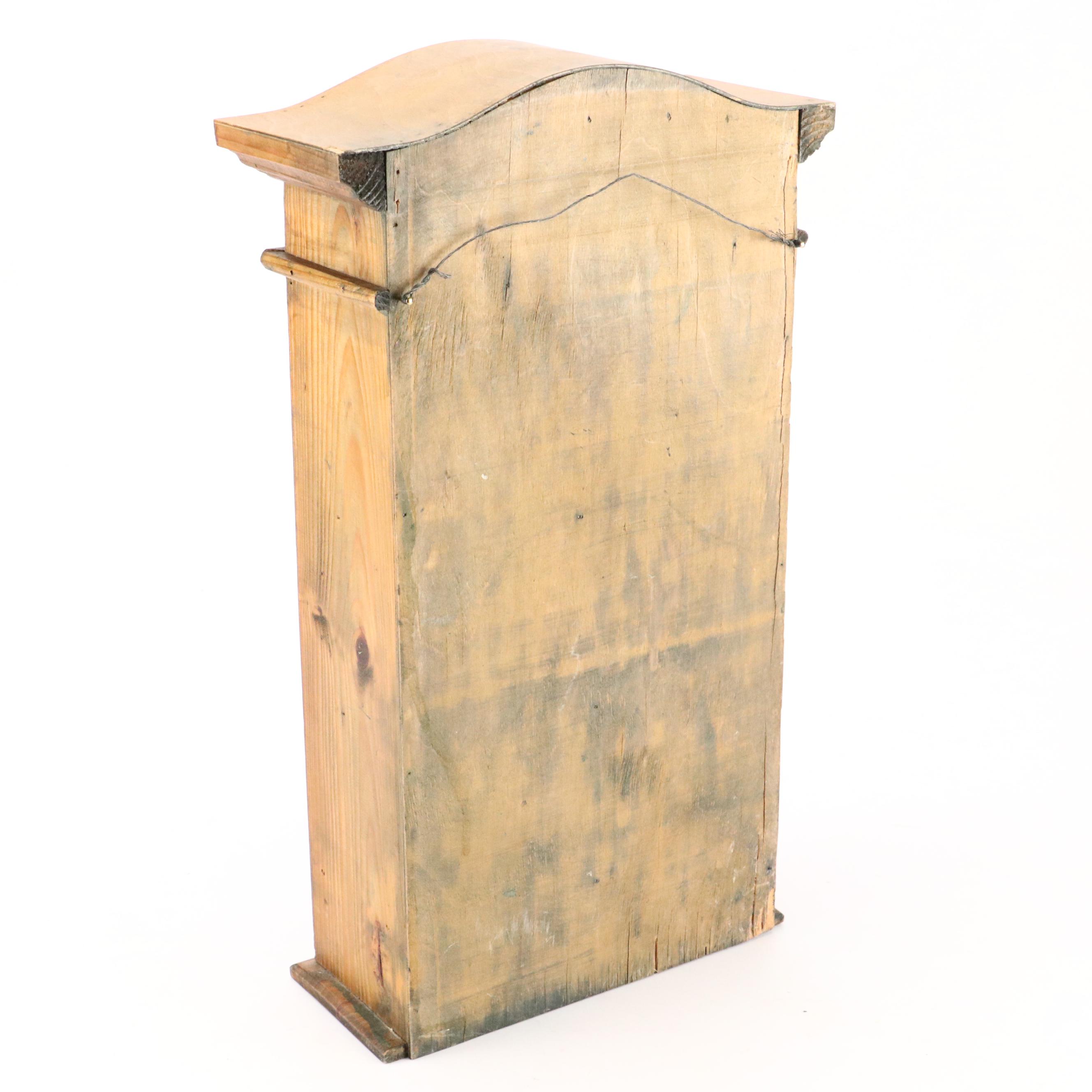 Distressed Finish Pine Wall Cabinet with Wire Panel