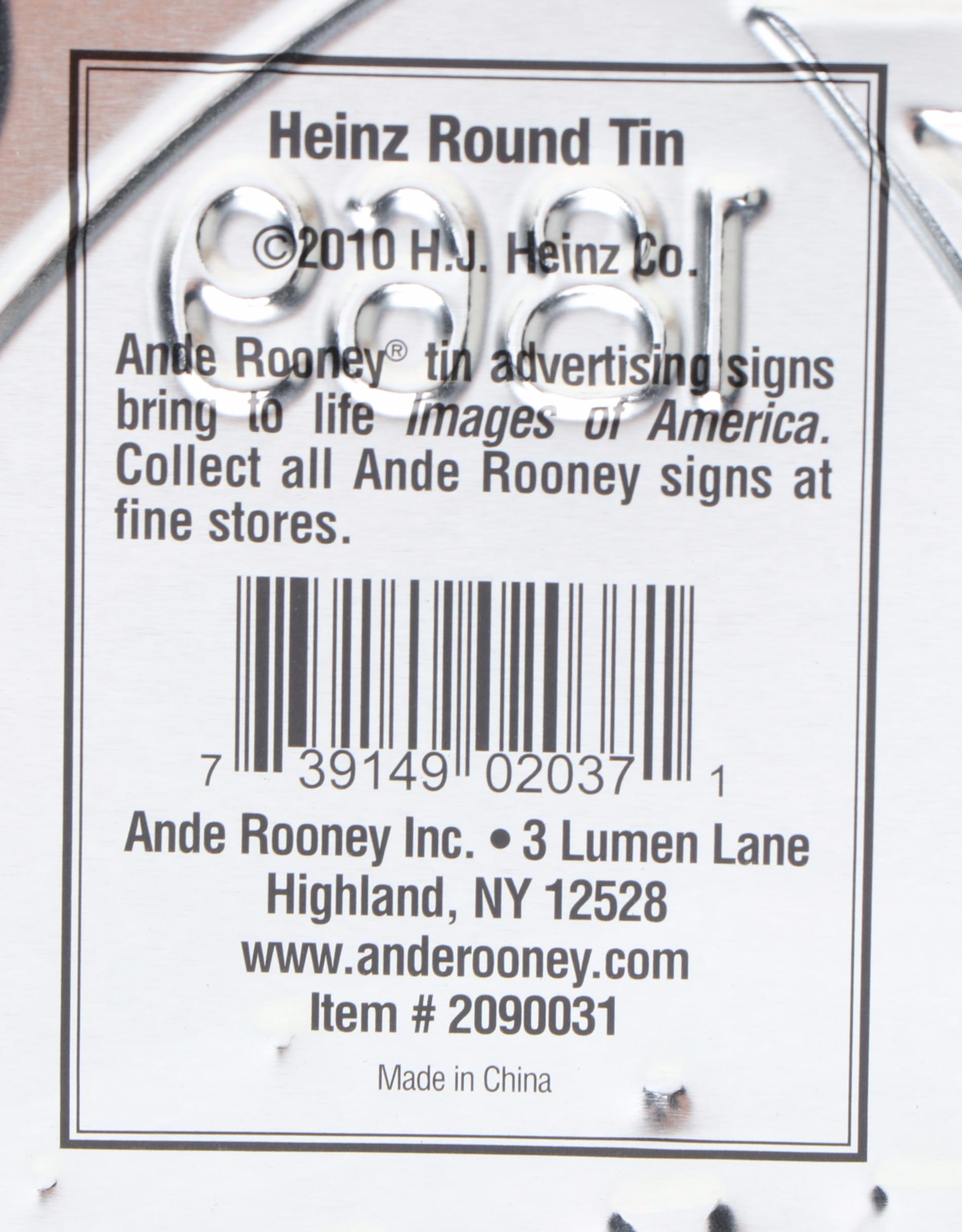 Heinz Food Products Enamel Metal Sign, 2010