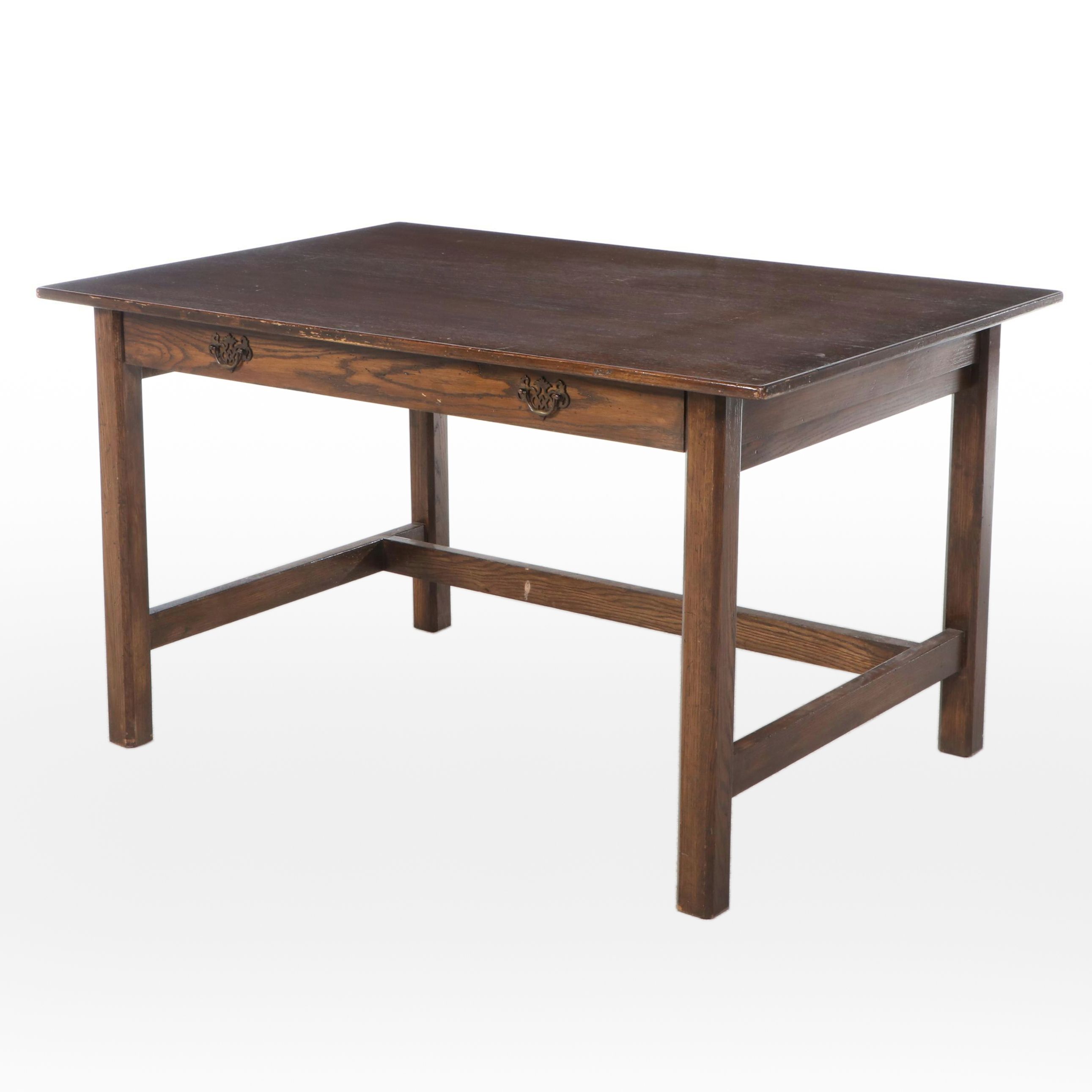 George III Style Oak Writing Table, 20th Century