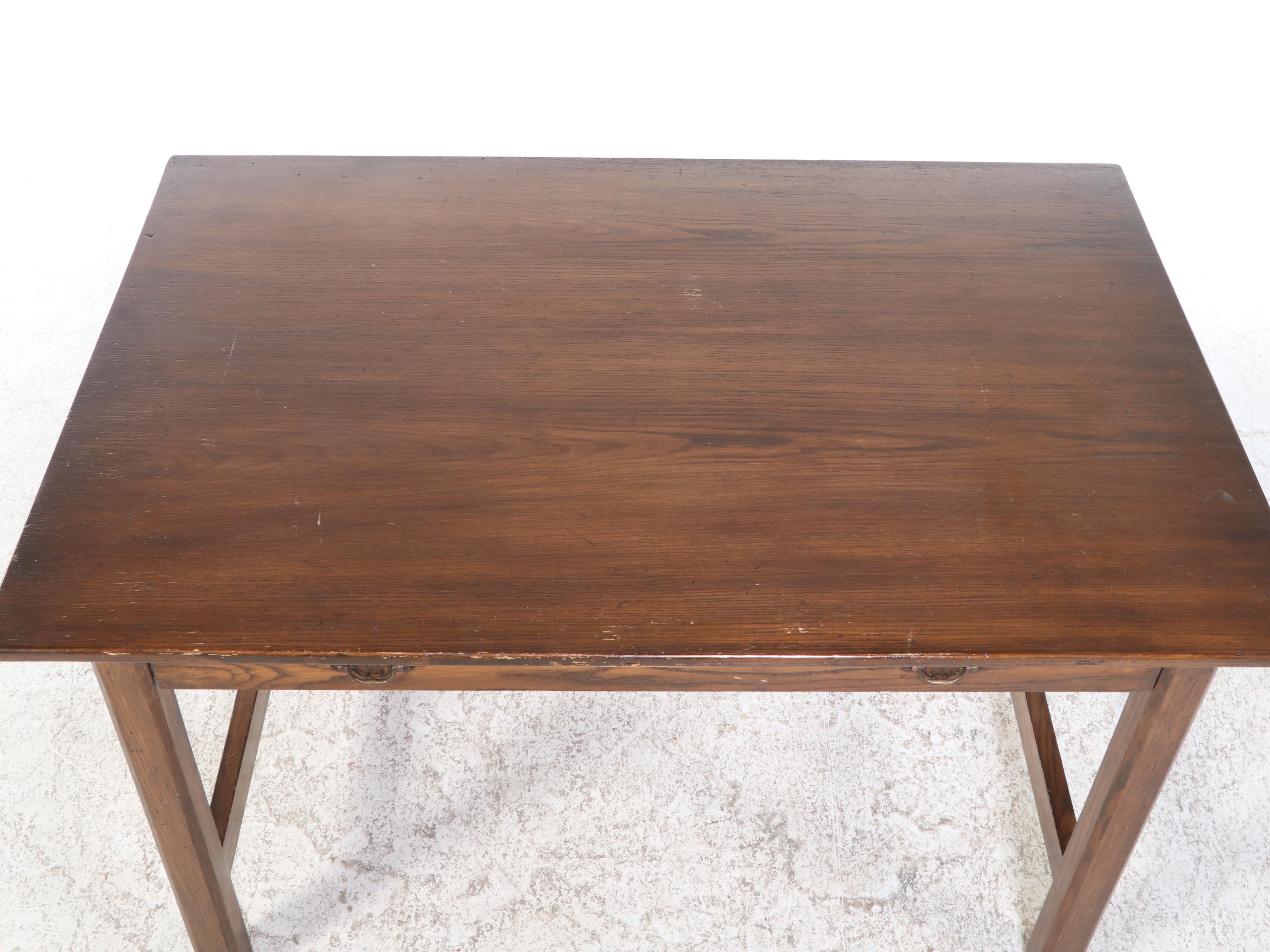 George III Style Oak Writing Table, 20th Century