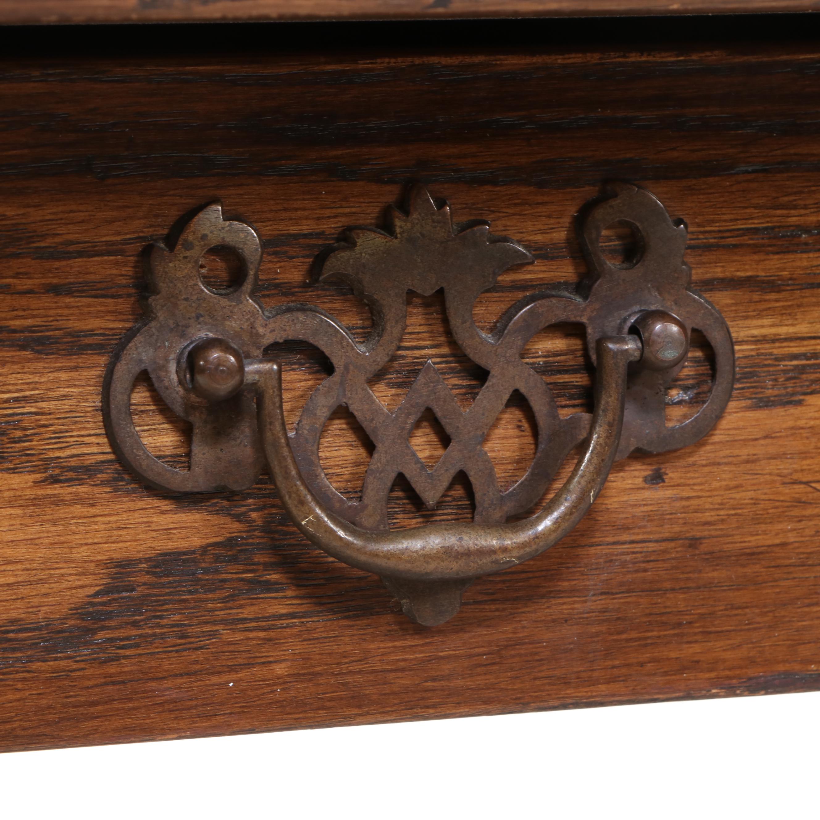 George III Style Oak Writing Table, 20th Century