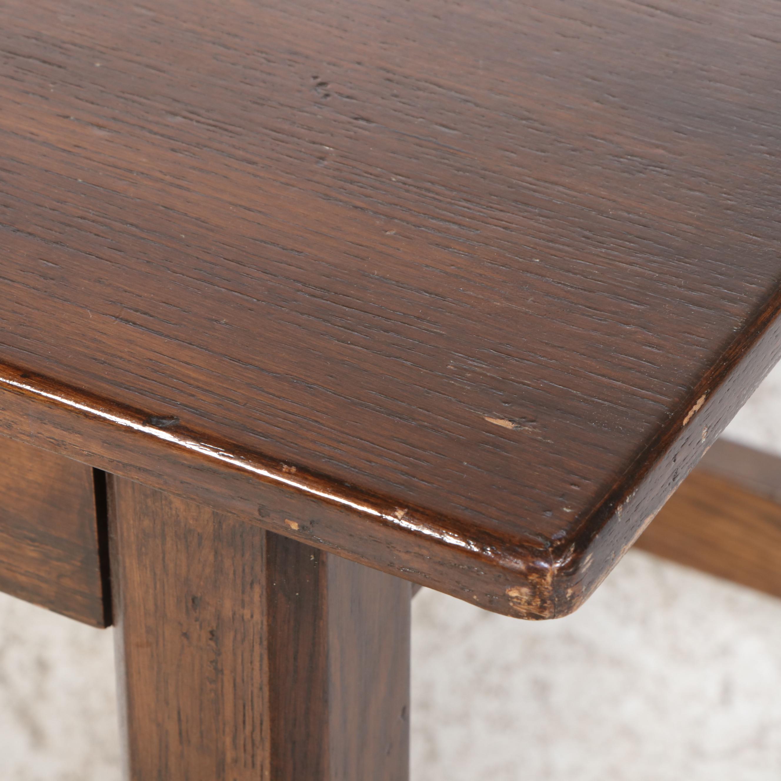 George III Style Oak Writing Table, 20th Century