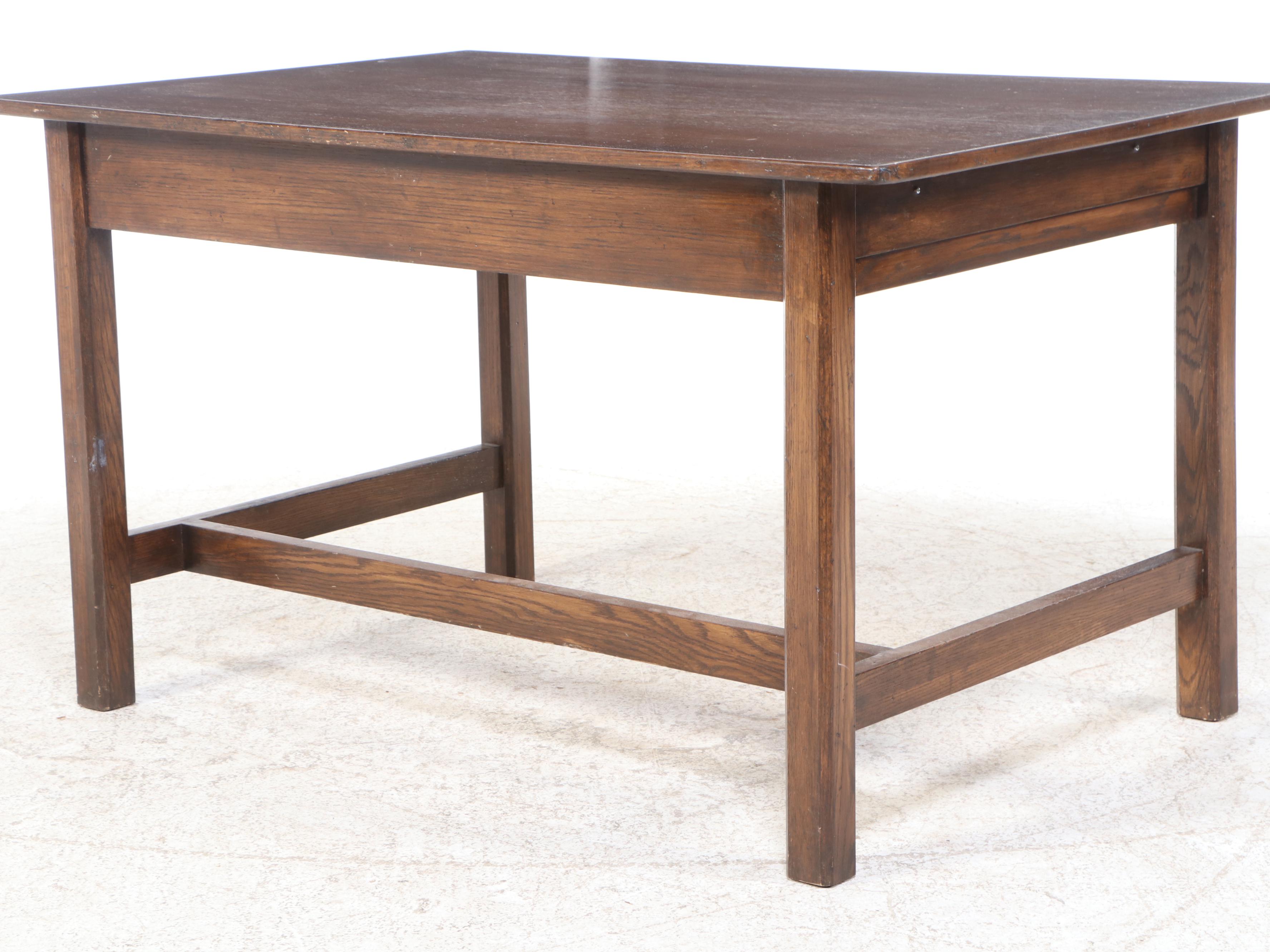 George III Style Oak Writing Table, 20th Century