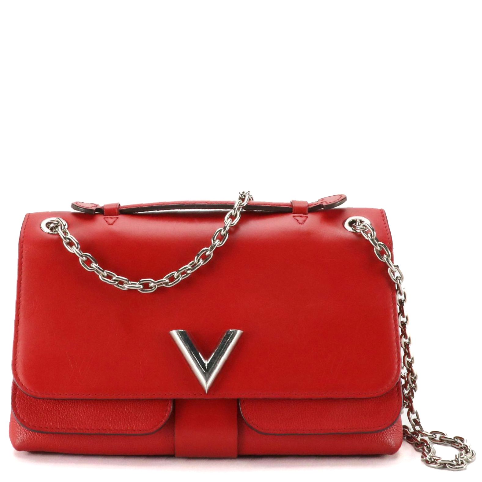 Louis Vuitton Very Chain Two-Way Bag in Red Monogram Plume Ecume Leather