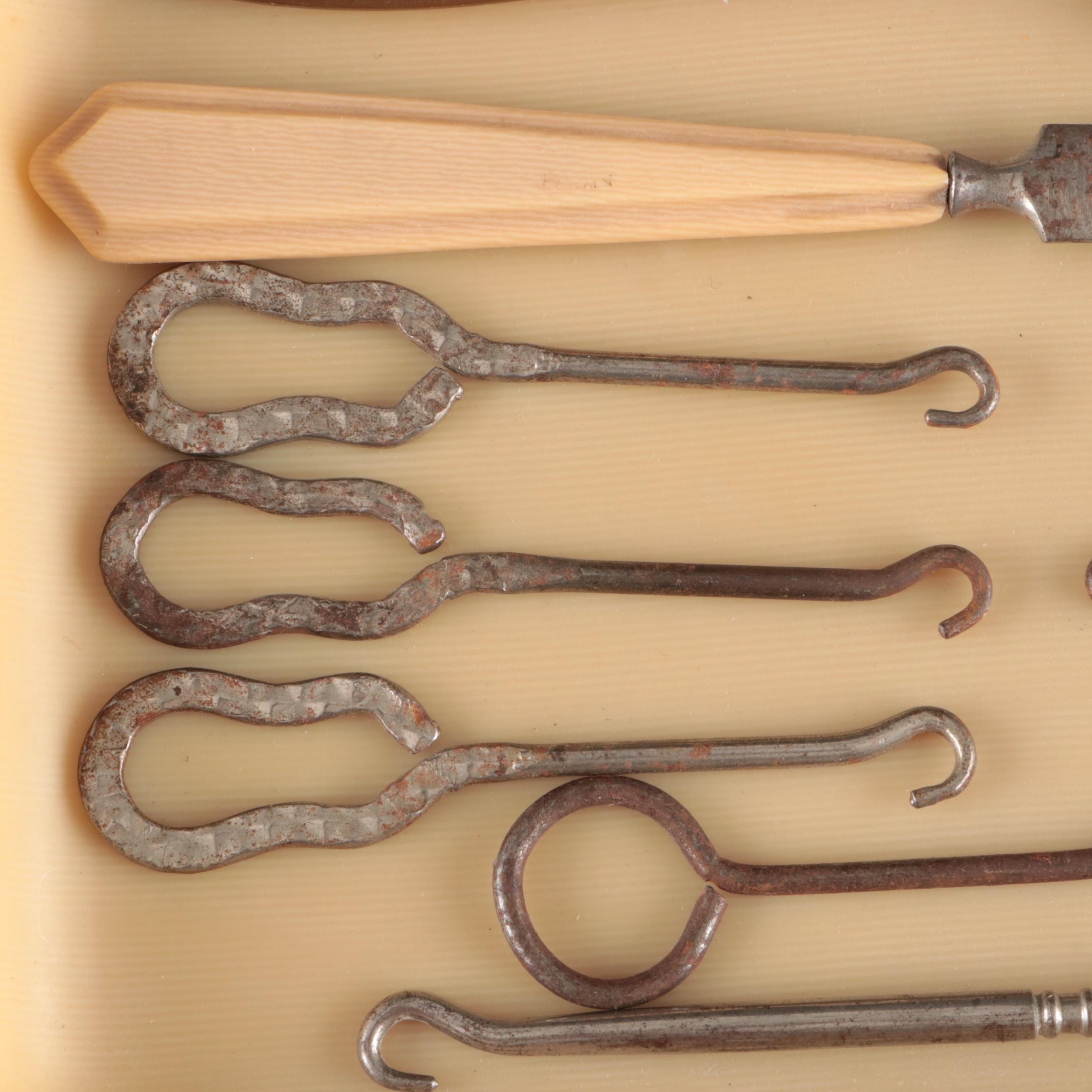 Art Deco French Ivory Candlesticks with Other Vanity Accessories
