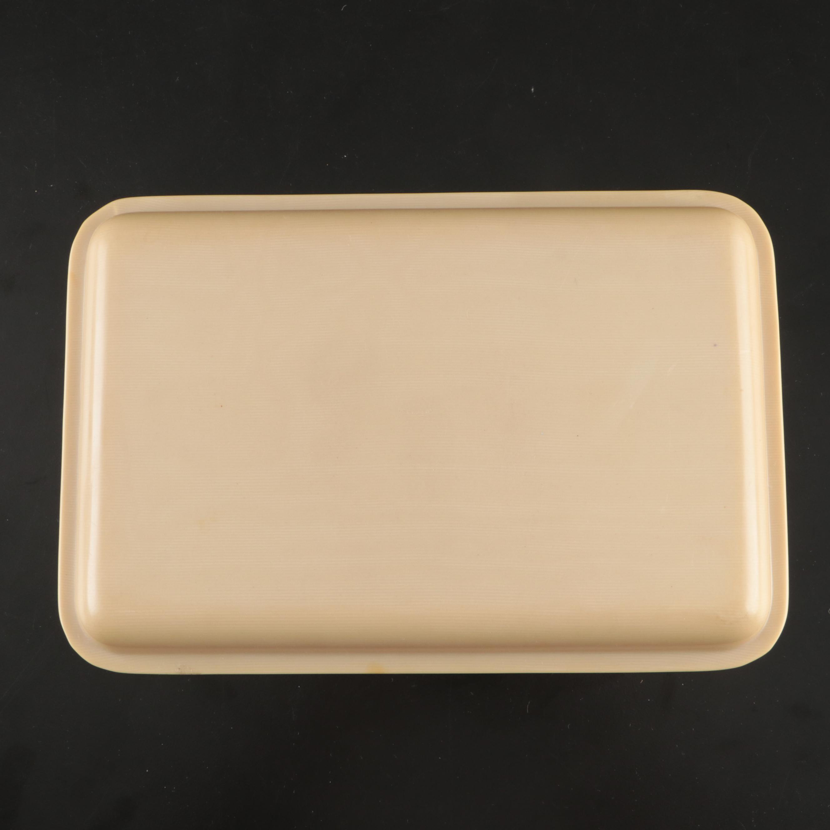 Art Deco French Ivory Candlesticks with Other Vanity Accessories