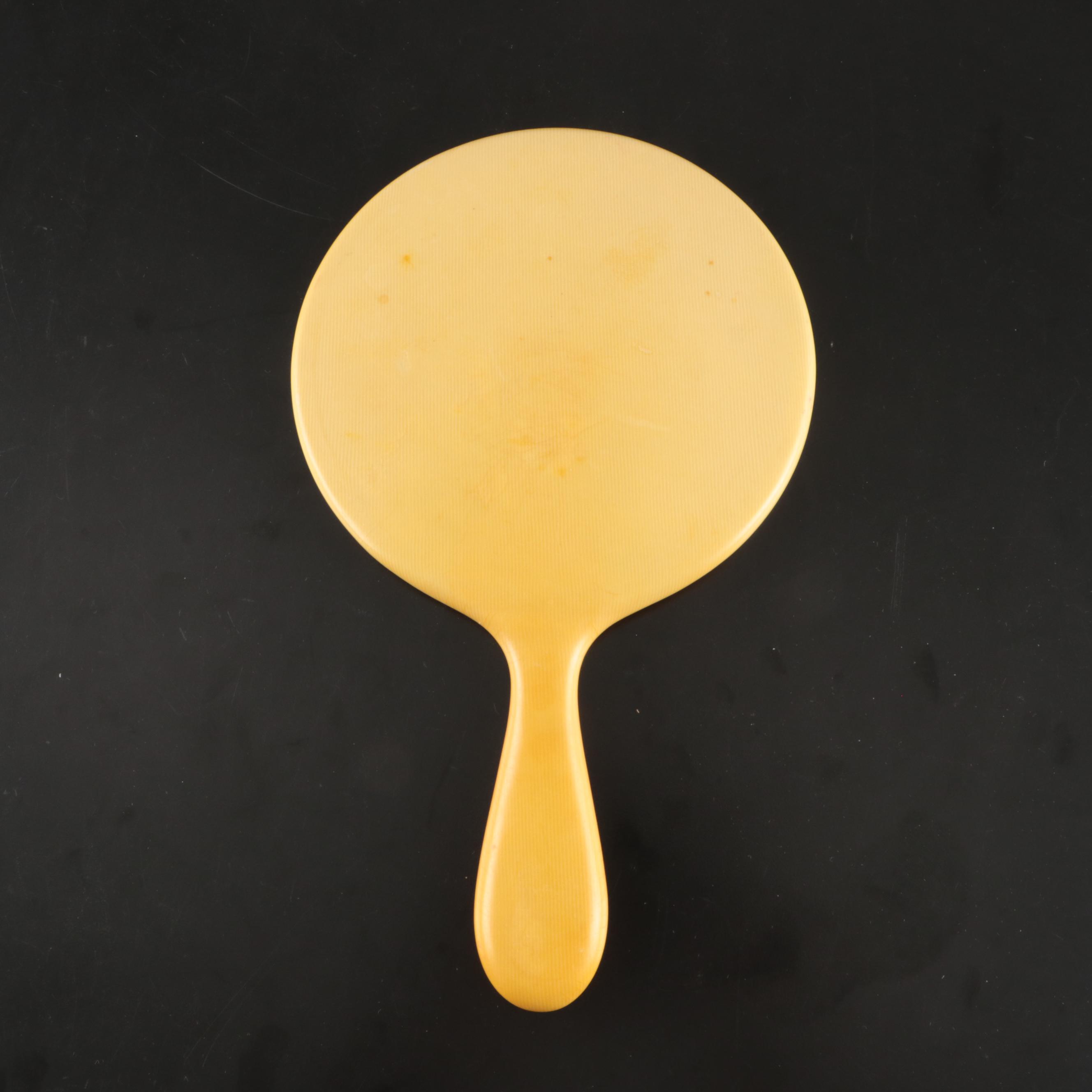 Art Deco French Ivory Candlesticks with Other Vanity Accessories