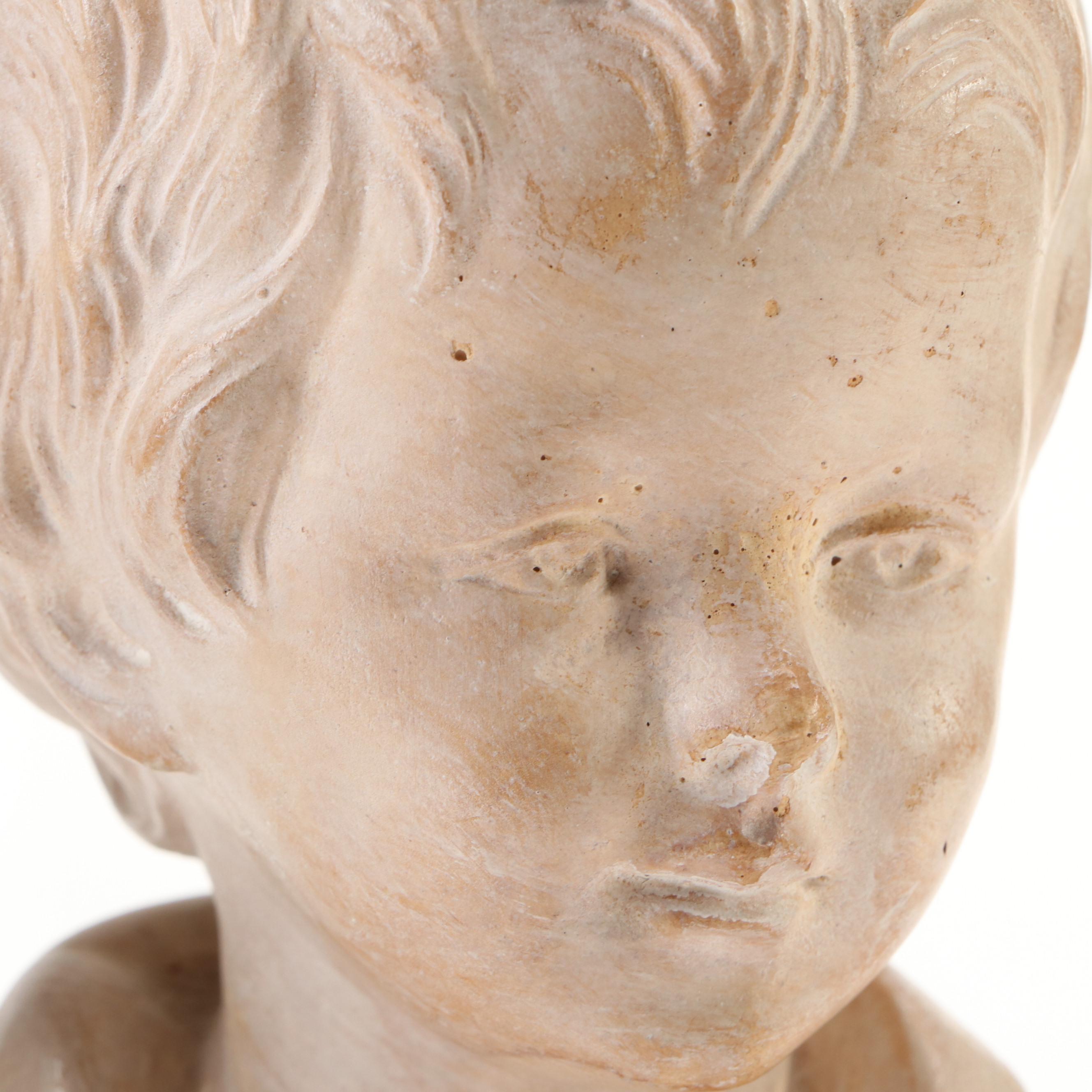 Boy and Girl Borghese Chalkware Busts After Jean-Antoine Houdon