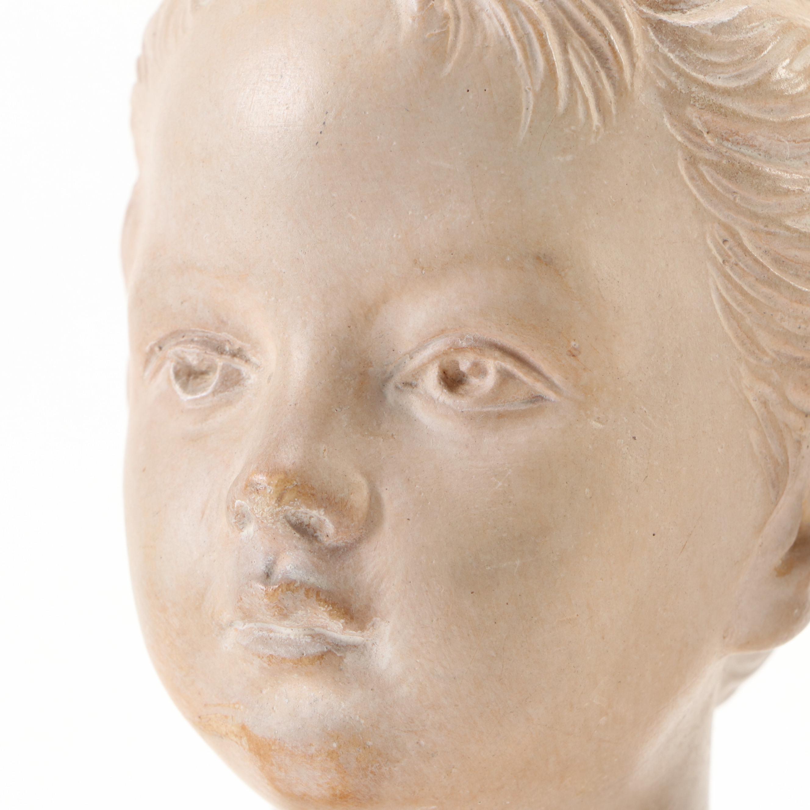 Boy and Girl Borghese Chalkware Busts After Jean-Antoine Houdon
