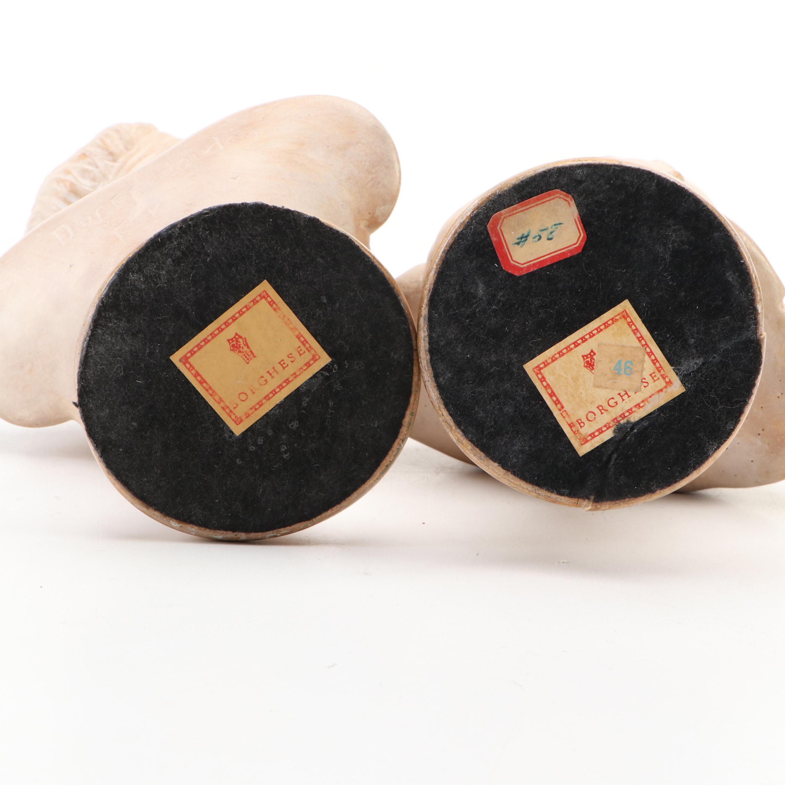 Boy and Girl Borghese Chalkware Busts After Jean-Antoine Houdon